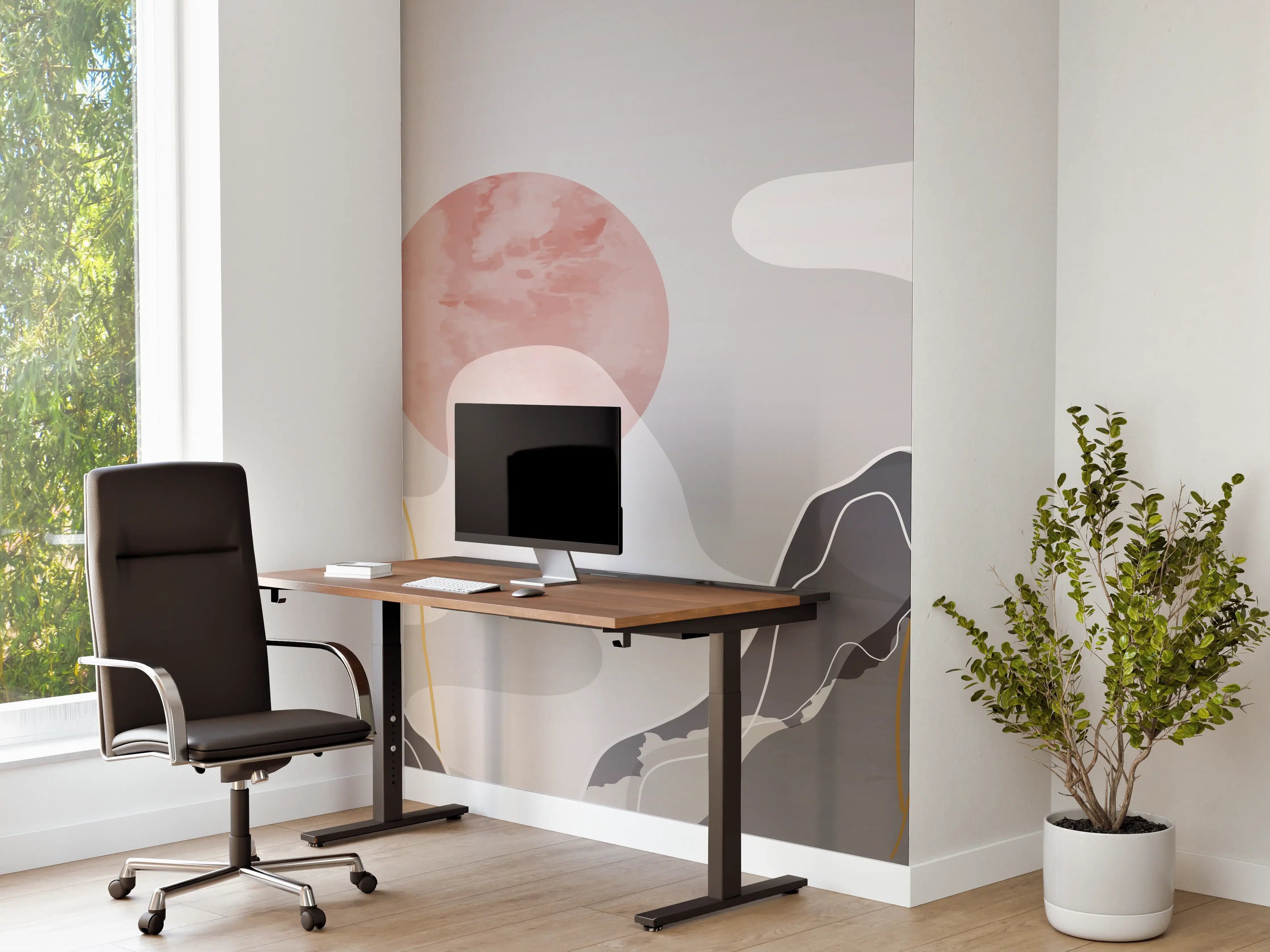Büro Wandgestaltung - Abstrakte Berge in Pastell