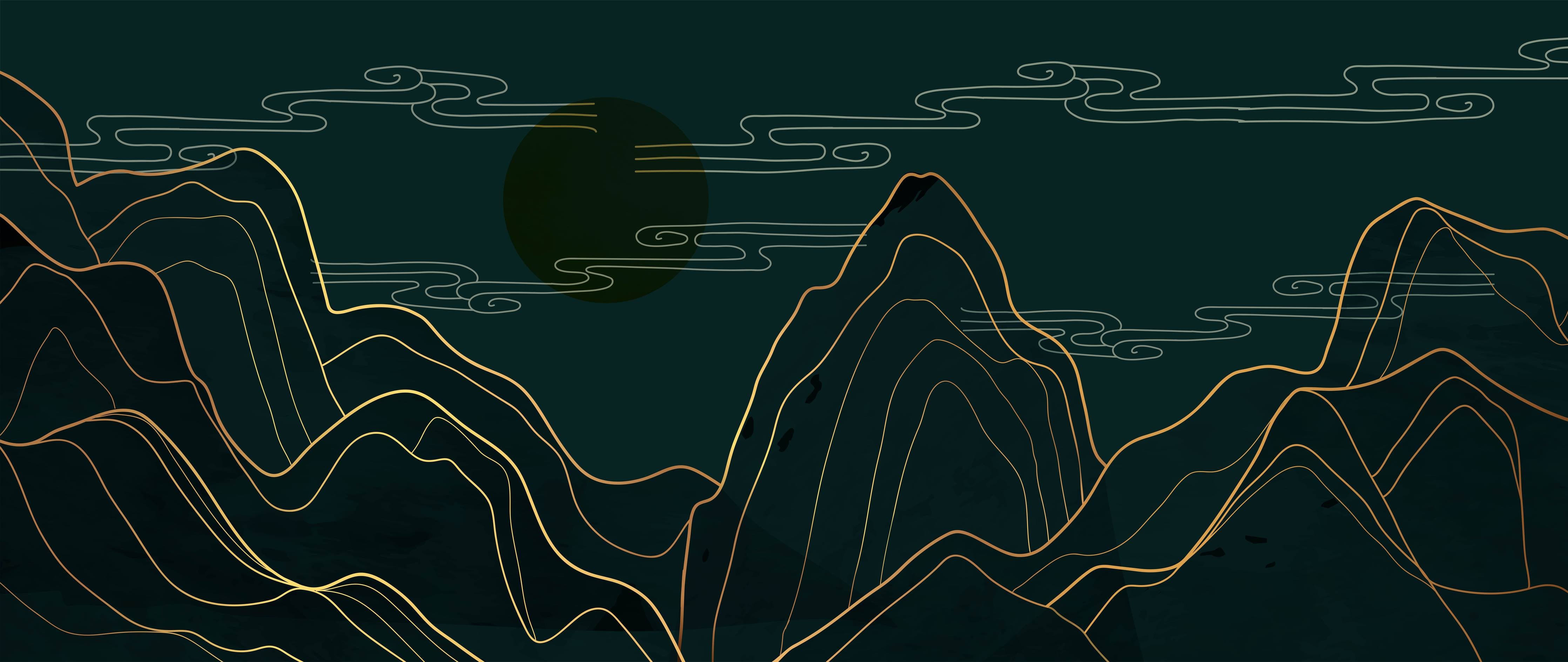 Büro Wandgestaltung-Abstrakte Berglandschaft bei Nacht