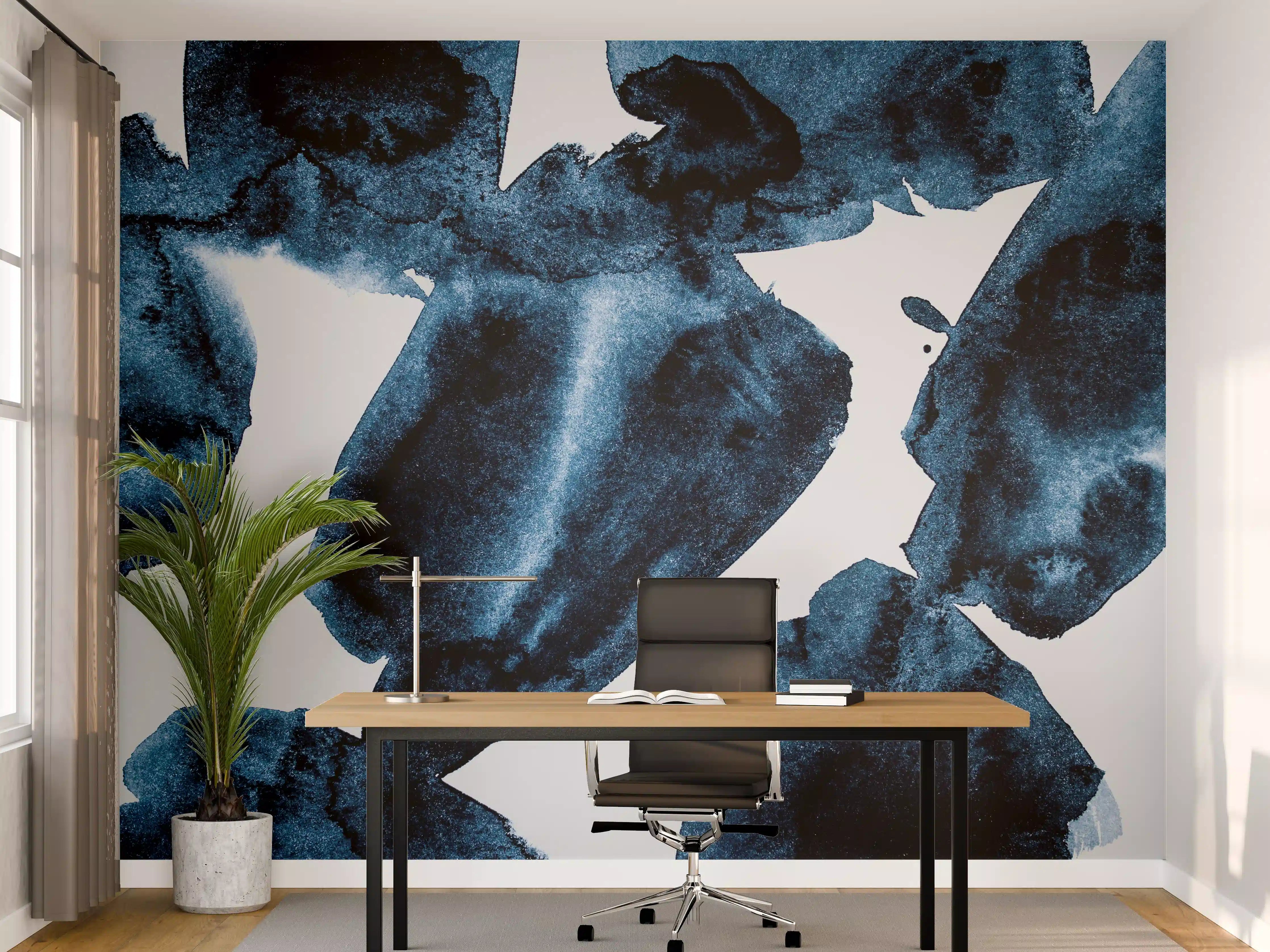 Büro Wandgestaltung - Abstrakte Blaue Wasserfarben