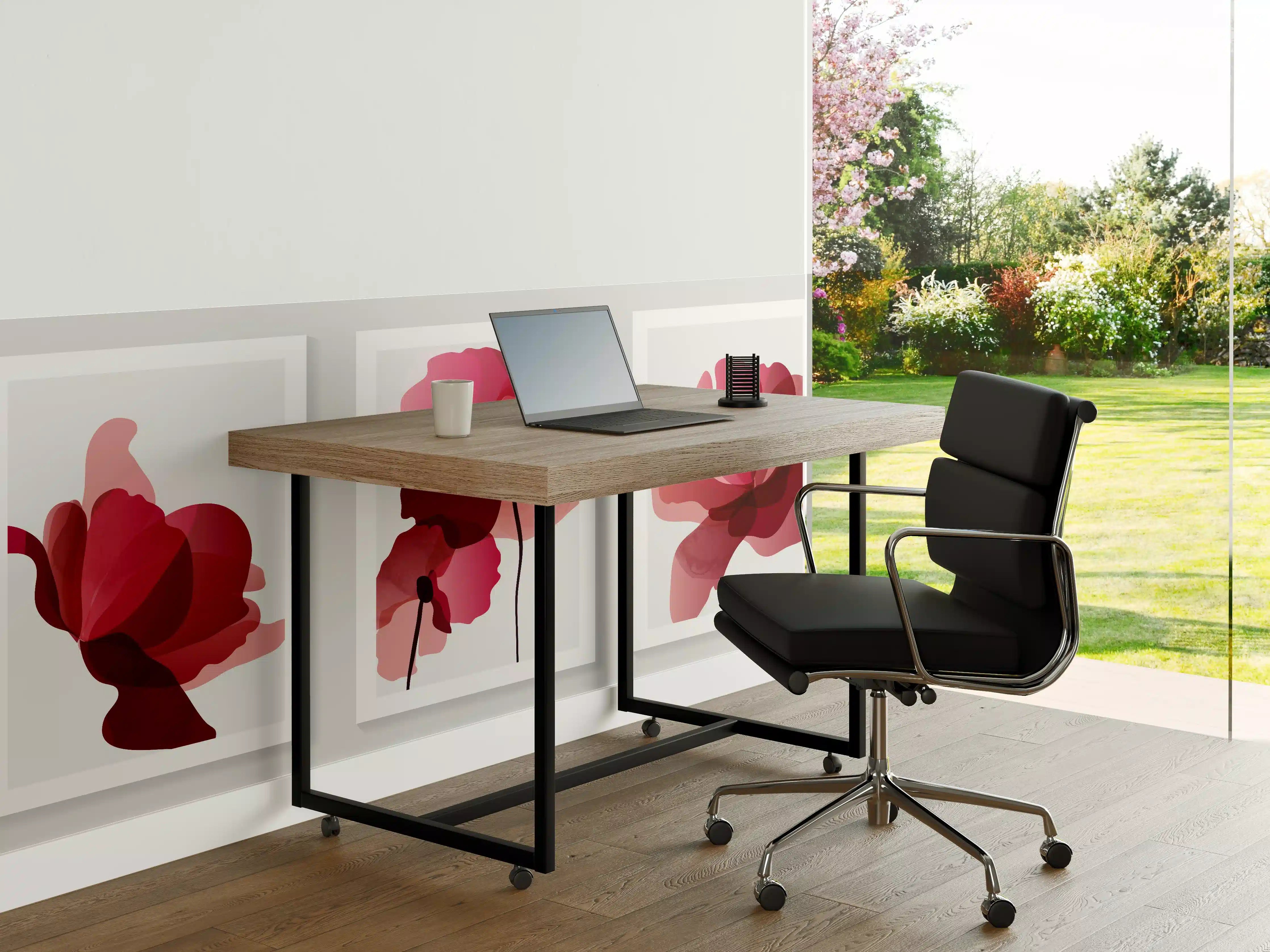 Büro Wandgestaltung - Abstrakte Blüten Rot-Pink