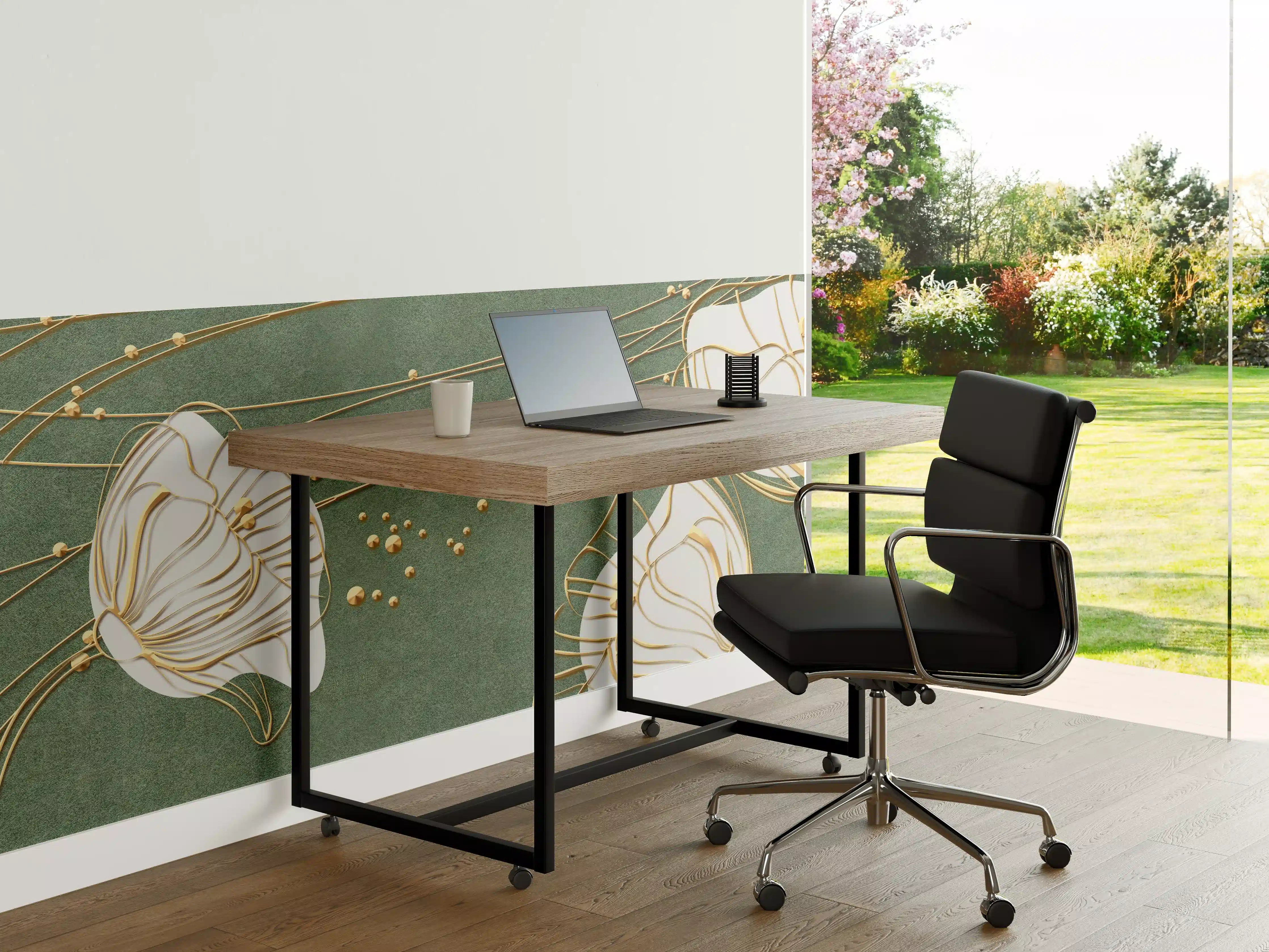 Büro Wandgestaltung - Abstrakte Blumen Beige Grün