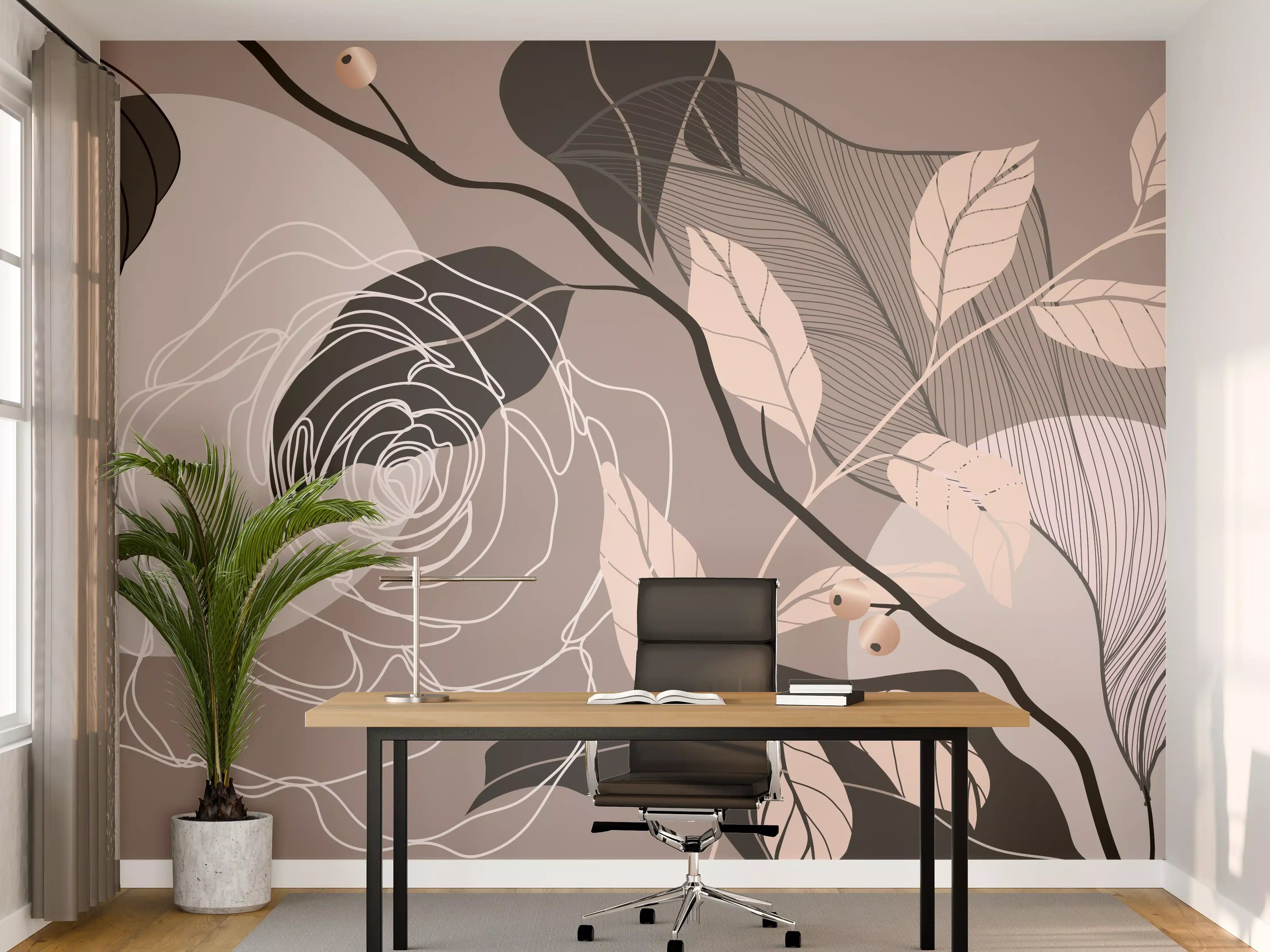 Büro Wandgestaltung - Abstrakte Blumen Illustration