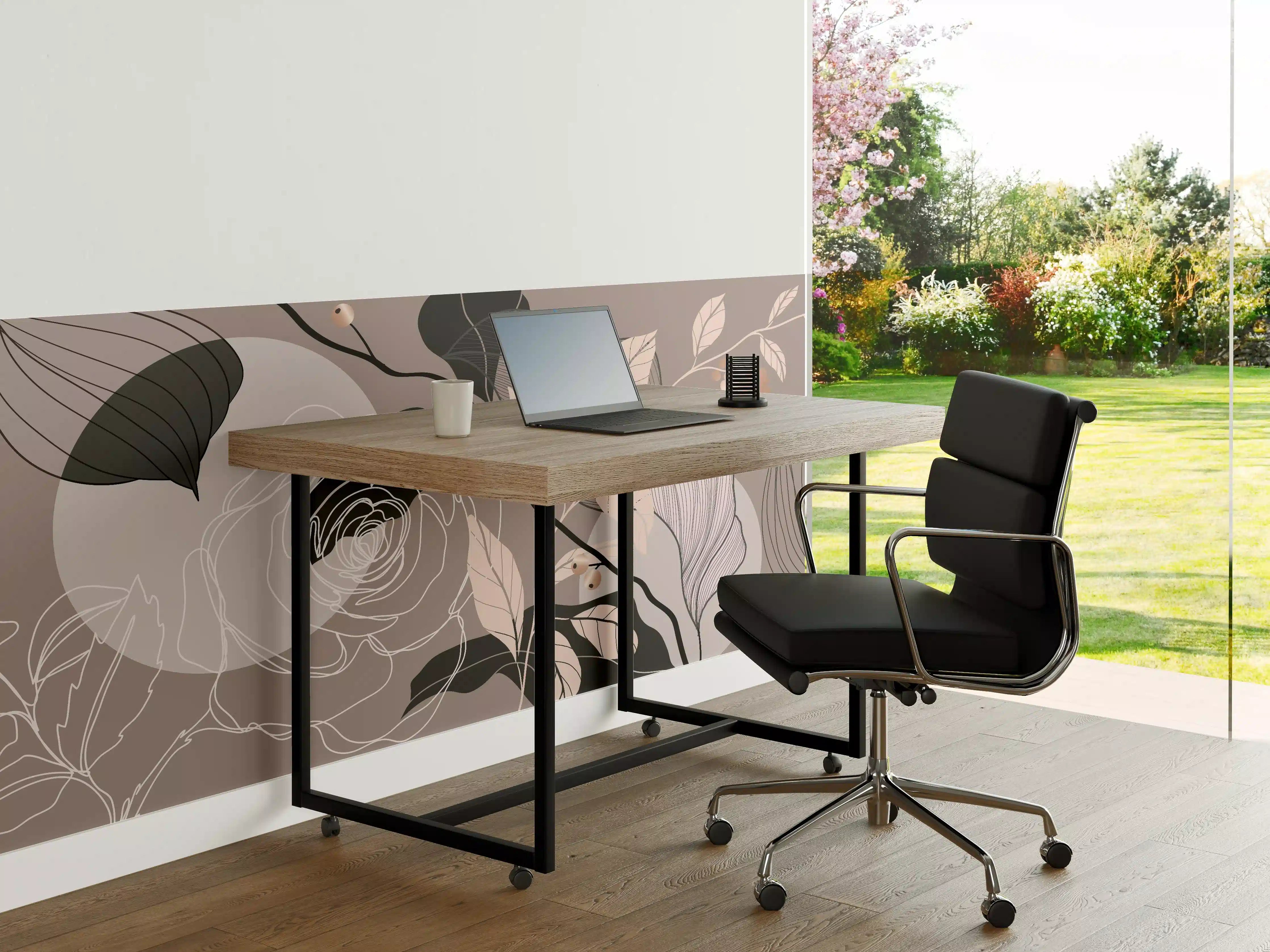 Büro Wandgestaltung - Abstrakte Blumenillustration Beige