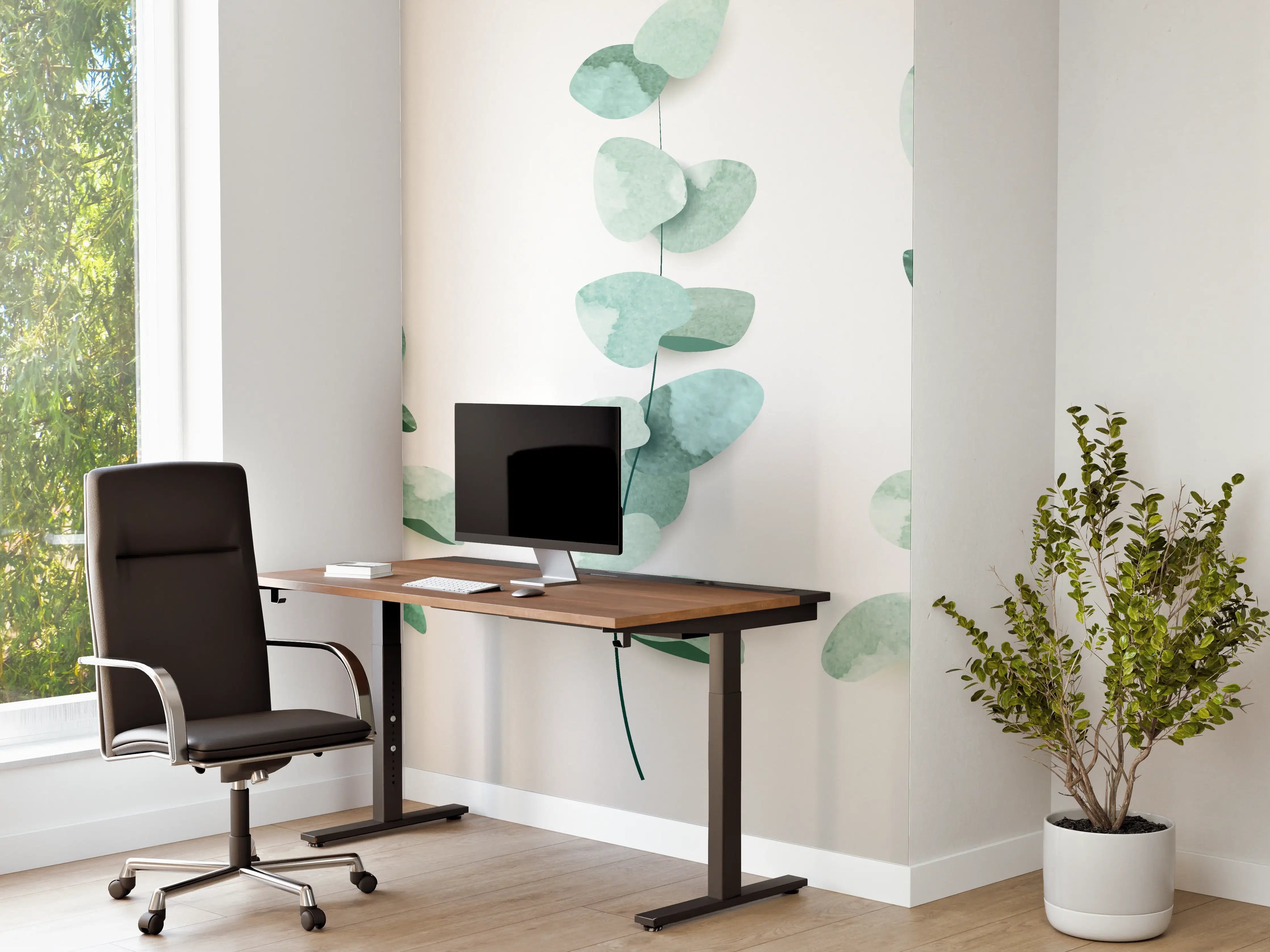 Büro Wandgestaltung - Abstrakte Eukalyptus Aquarell Kunst