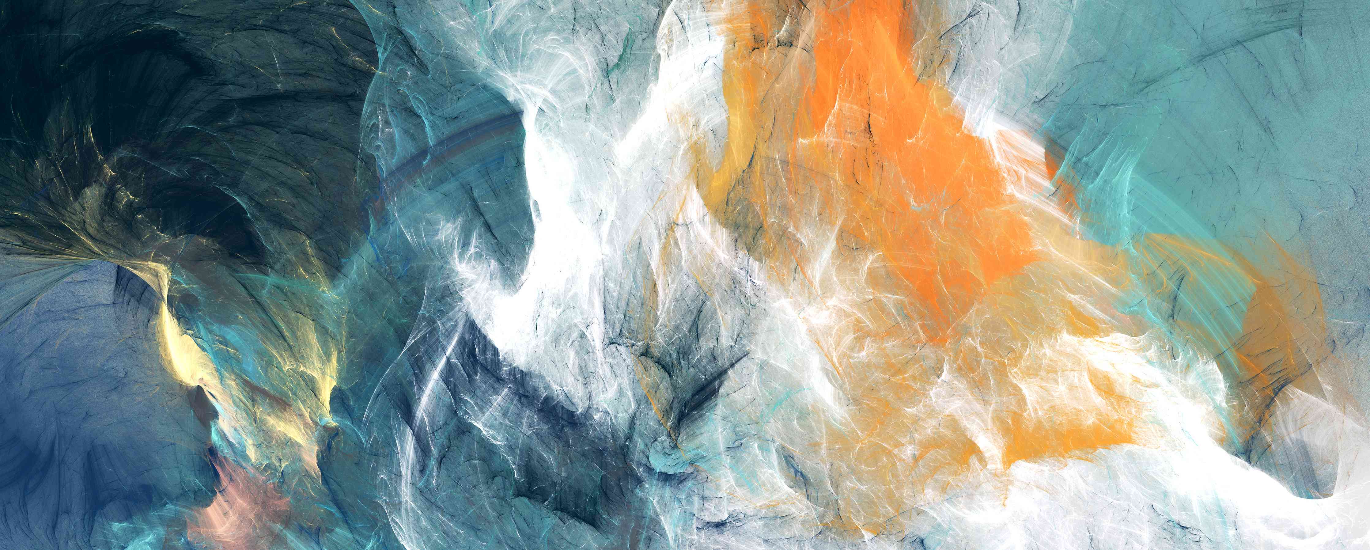 Büro Wandgestaltung-Abstrakte Farbexplosion in Blau, Orange und Weiß