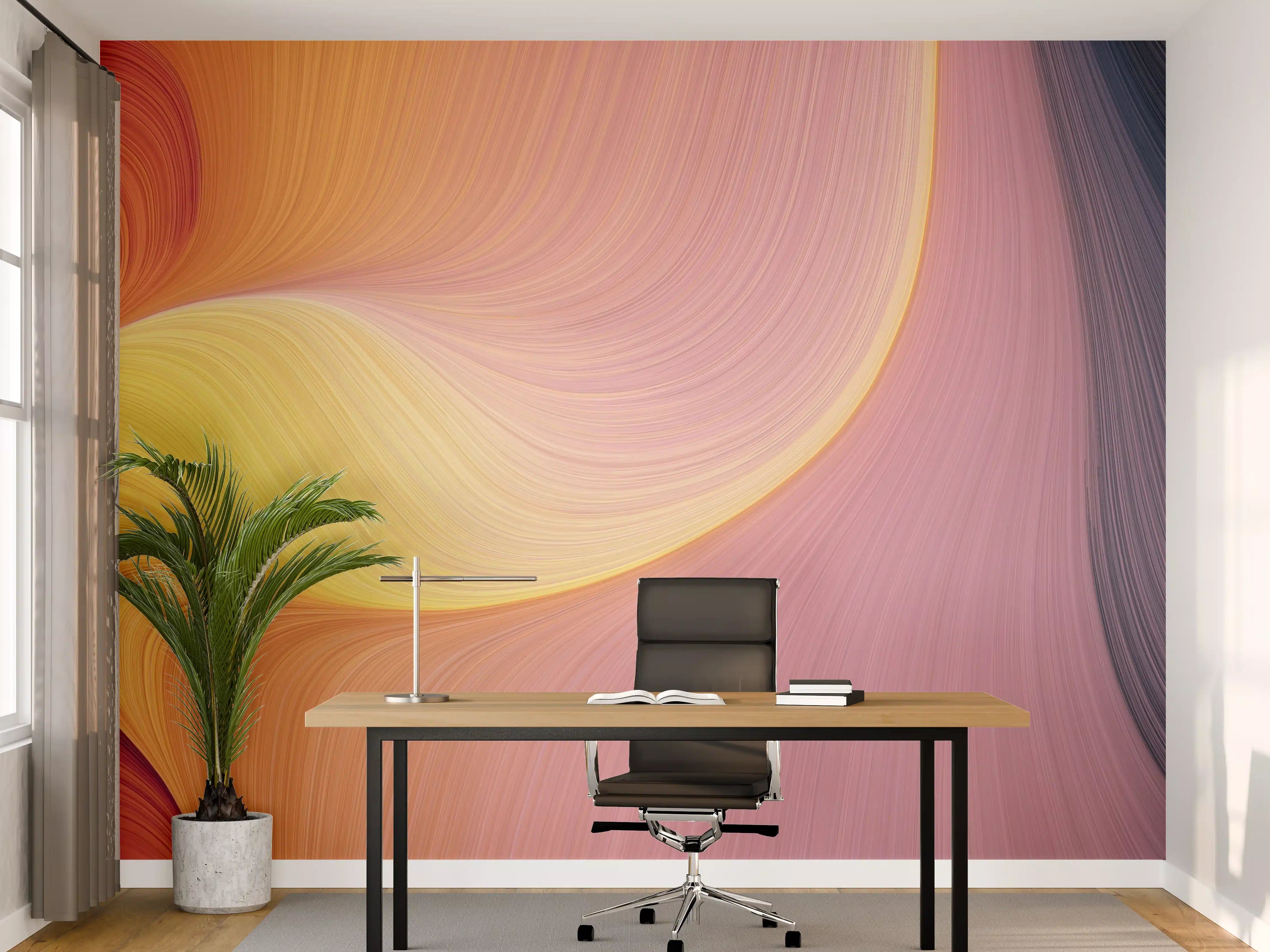 Büro Wandgestaltung - Abstrakte Farbverlaufsgrafik in warmen Tönen