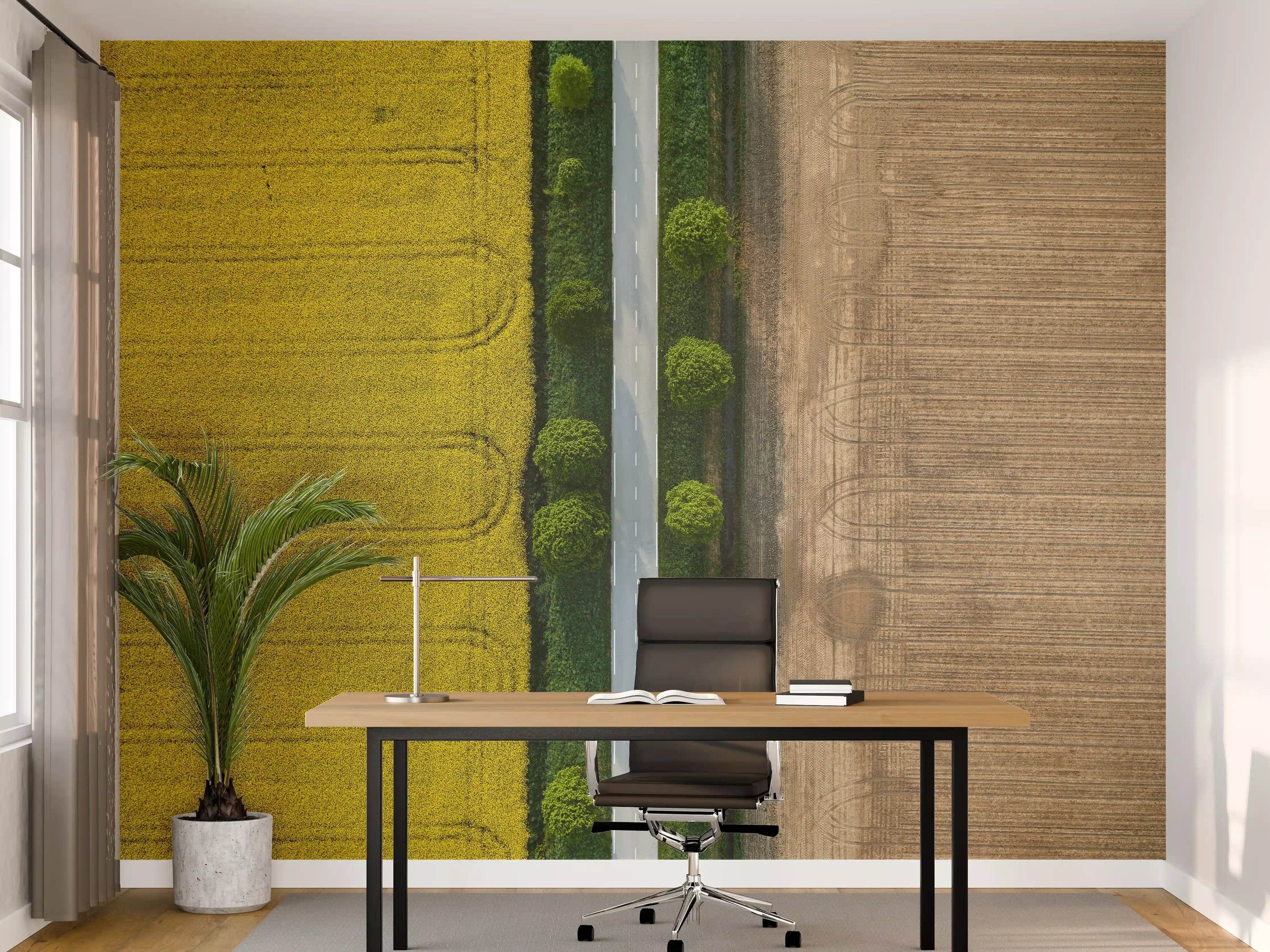 Büro Wandgestaltung - Abstrakte Felder Gelb-Braun
