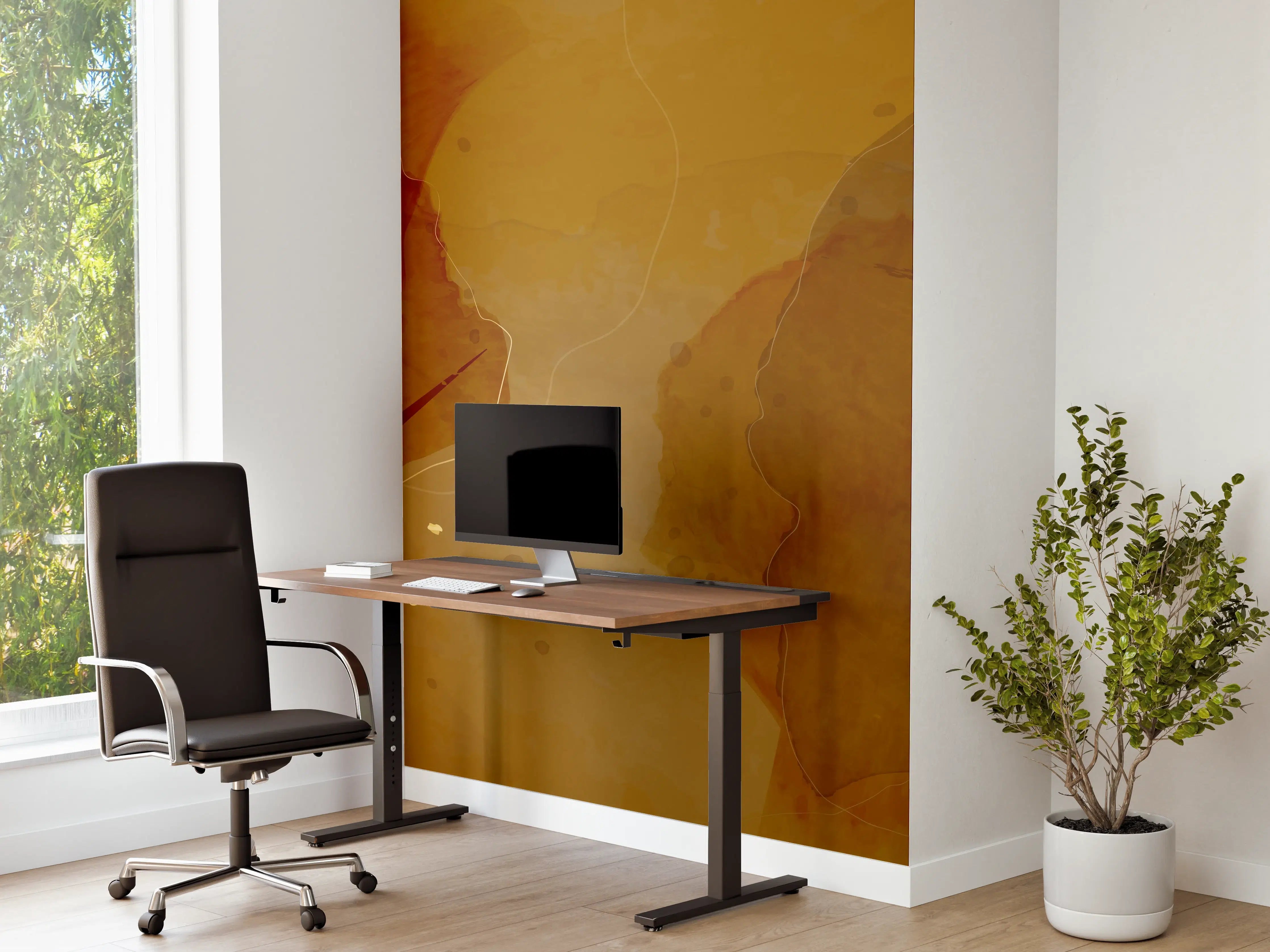 Büro Wandgestaltung - Abstrakte Goldbraune Kunst