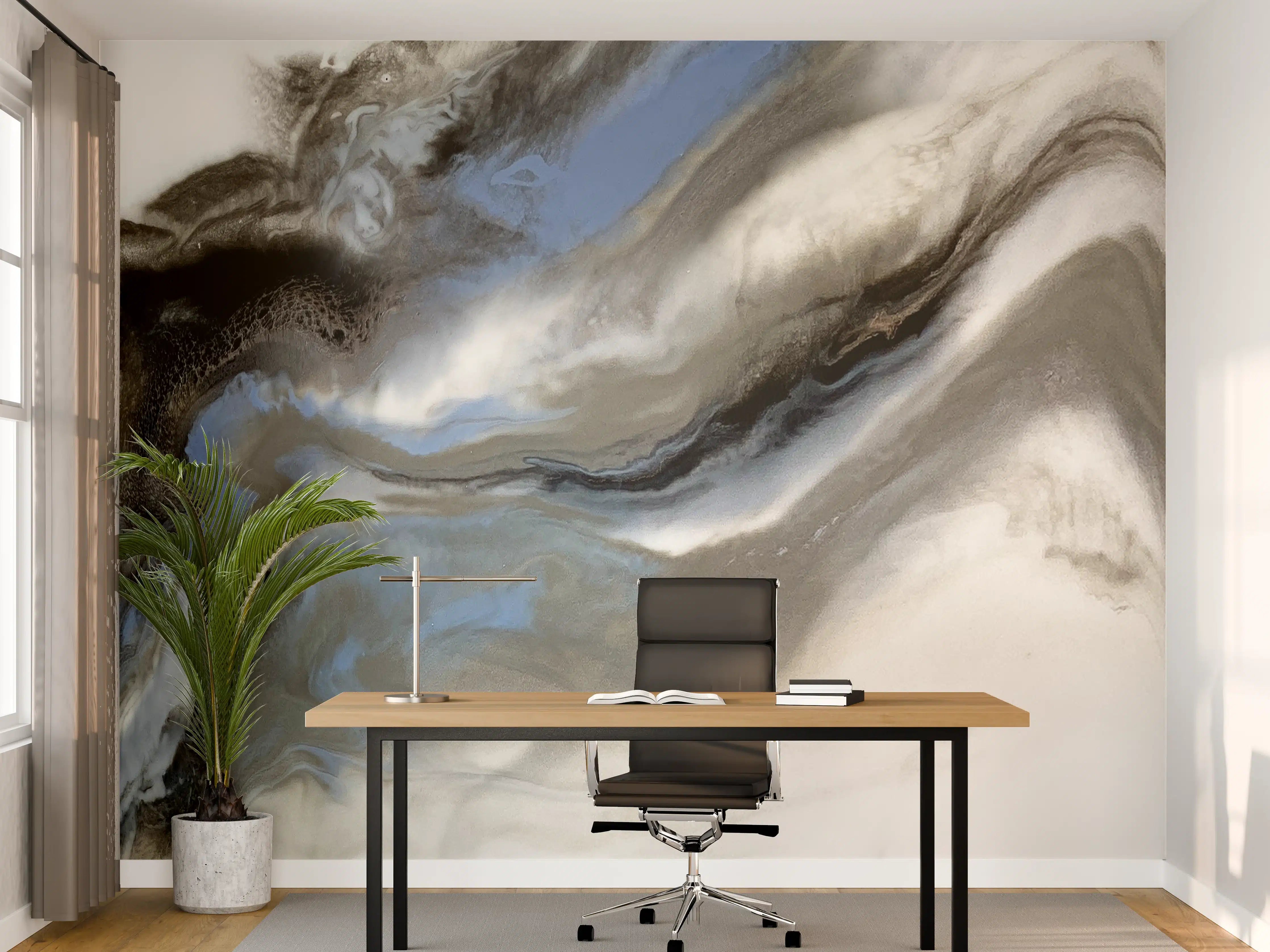 Büro Wandgestaltung - Abstrakte Grau-Weiß Kunsttextur