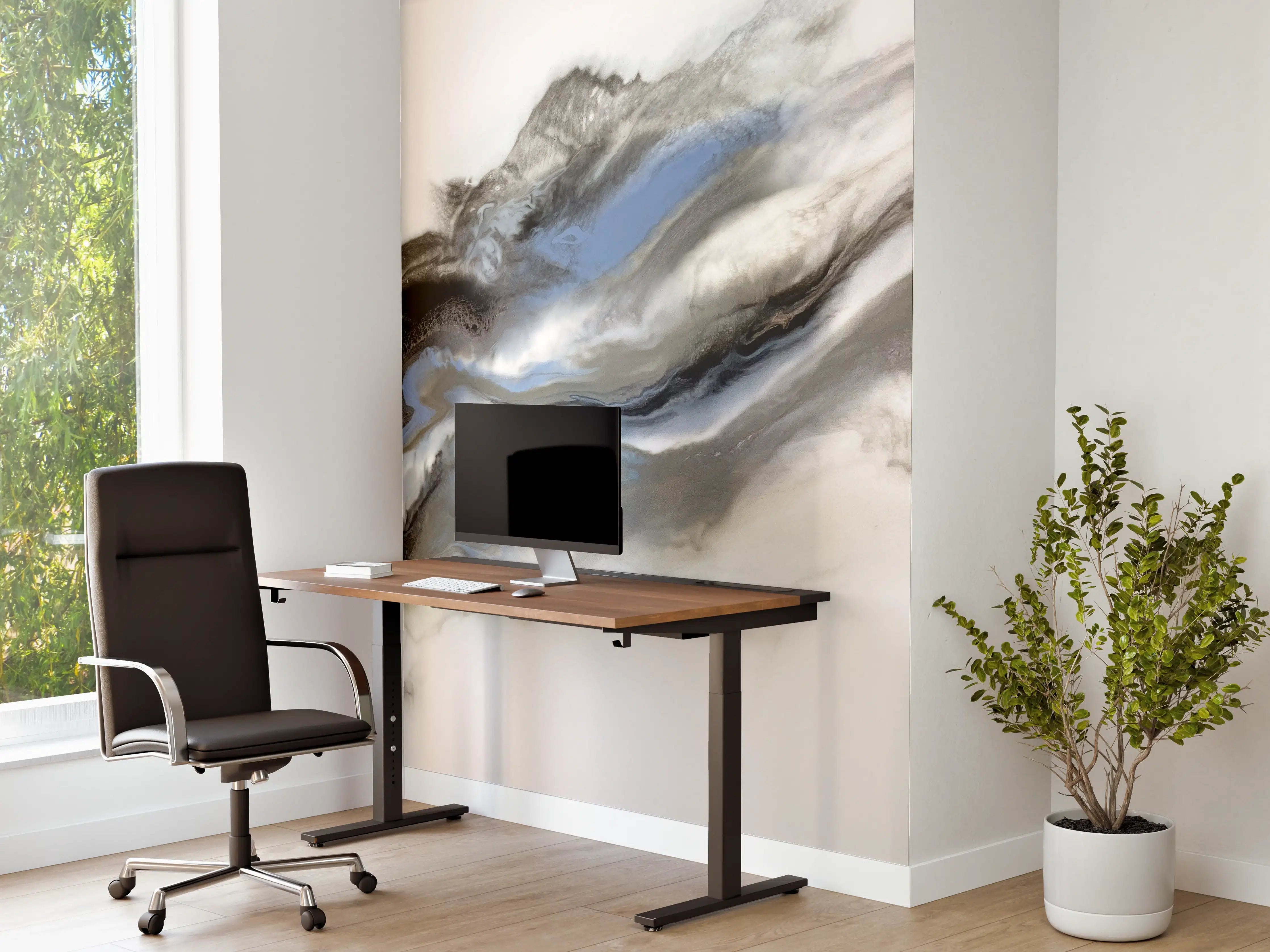 Büro Wandgestaltung - Abstrakte Grau-Weiß Kunsttextur