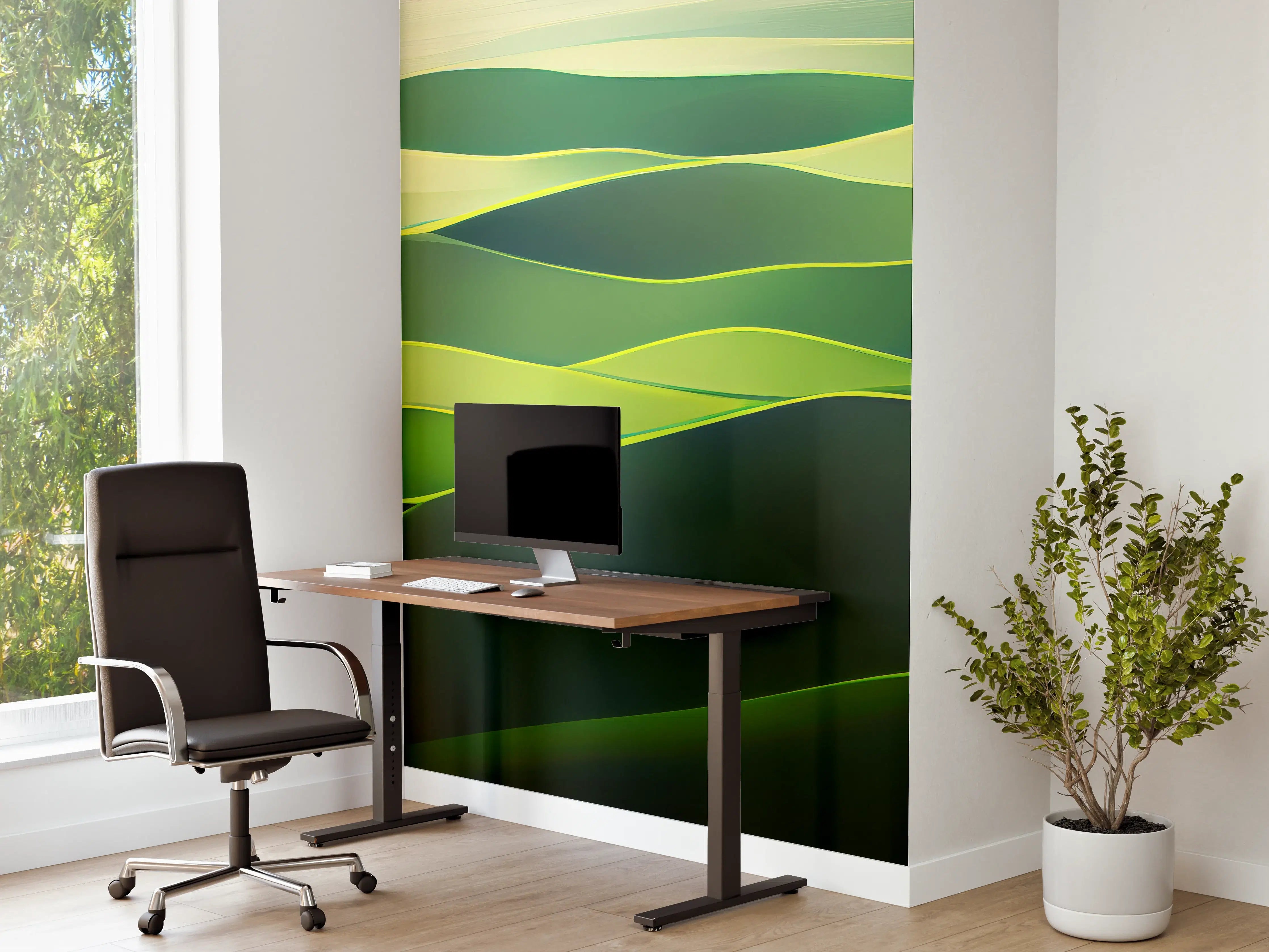 Büro Wandgestaltung - Abstrakte Grüne Landschaft Illustration