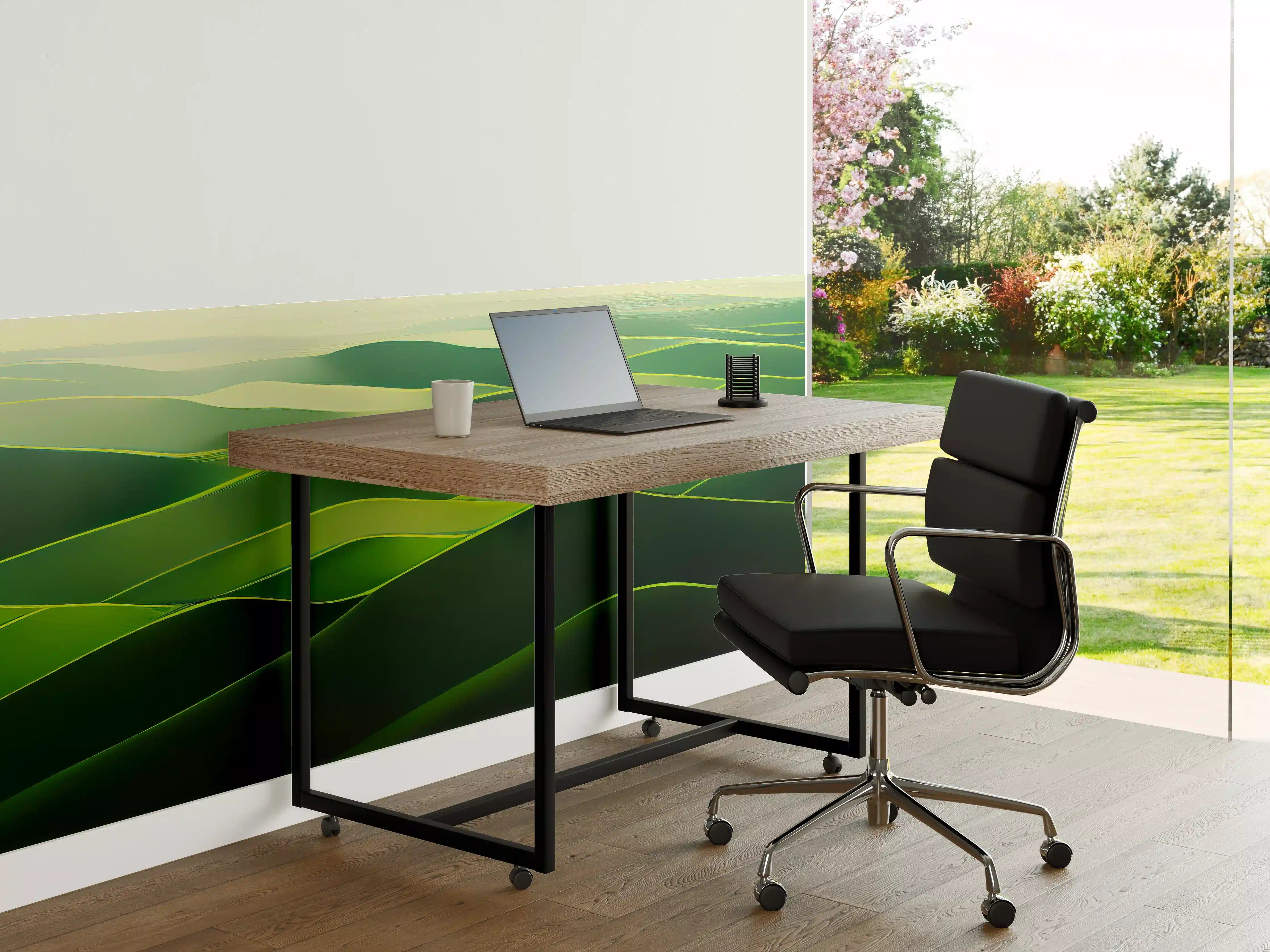 Büro Wandgestaltung - Abstrakte Grüne Landschaft Illustration