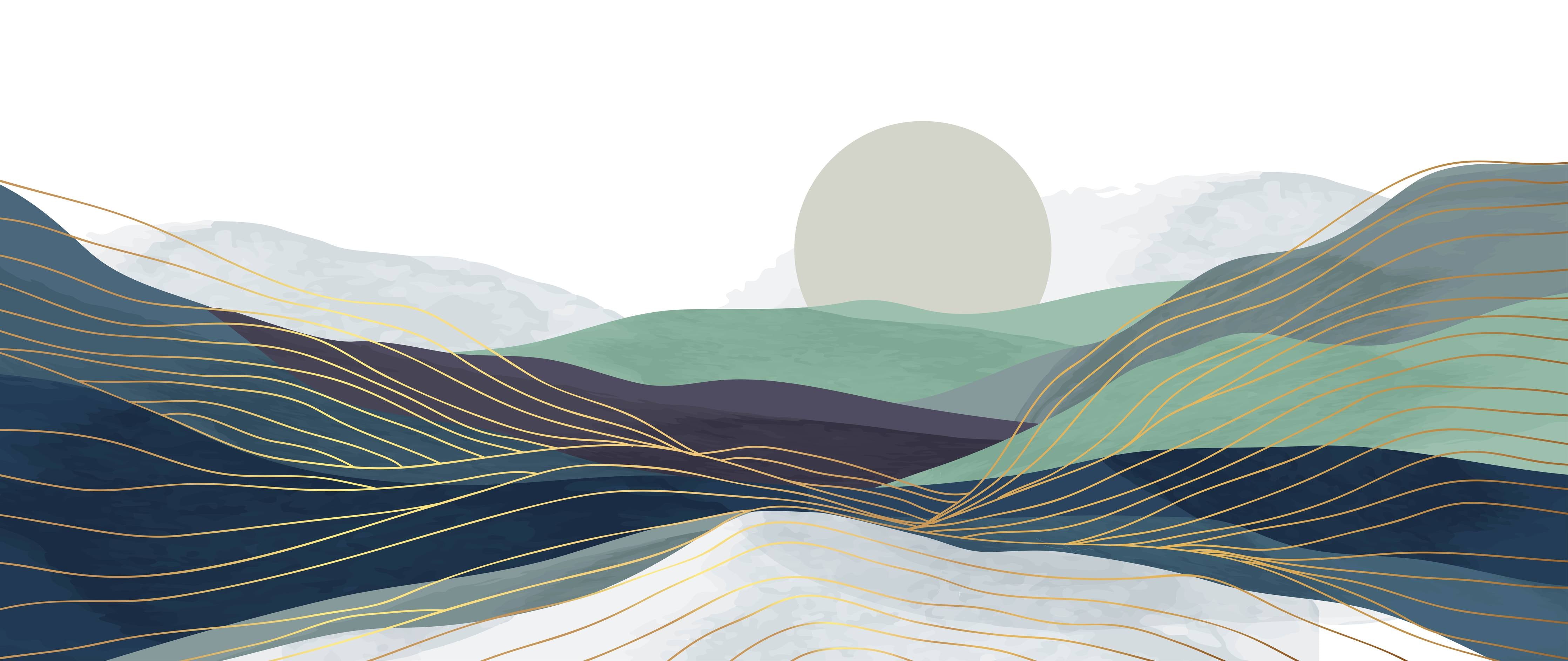 Büro Wandgestaltung-Abstrakte Hügellandschaft in Pastell