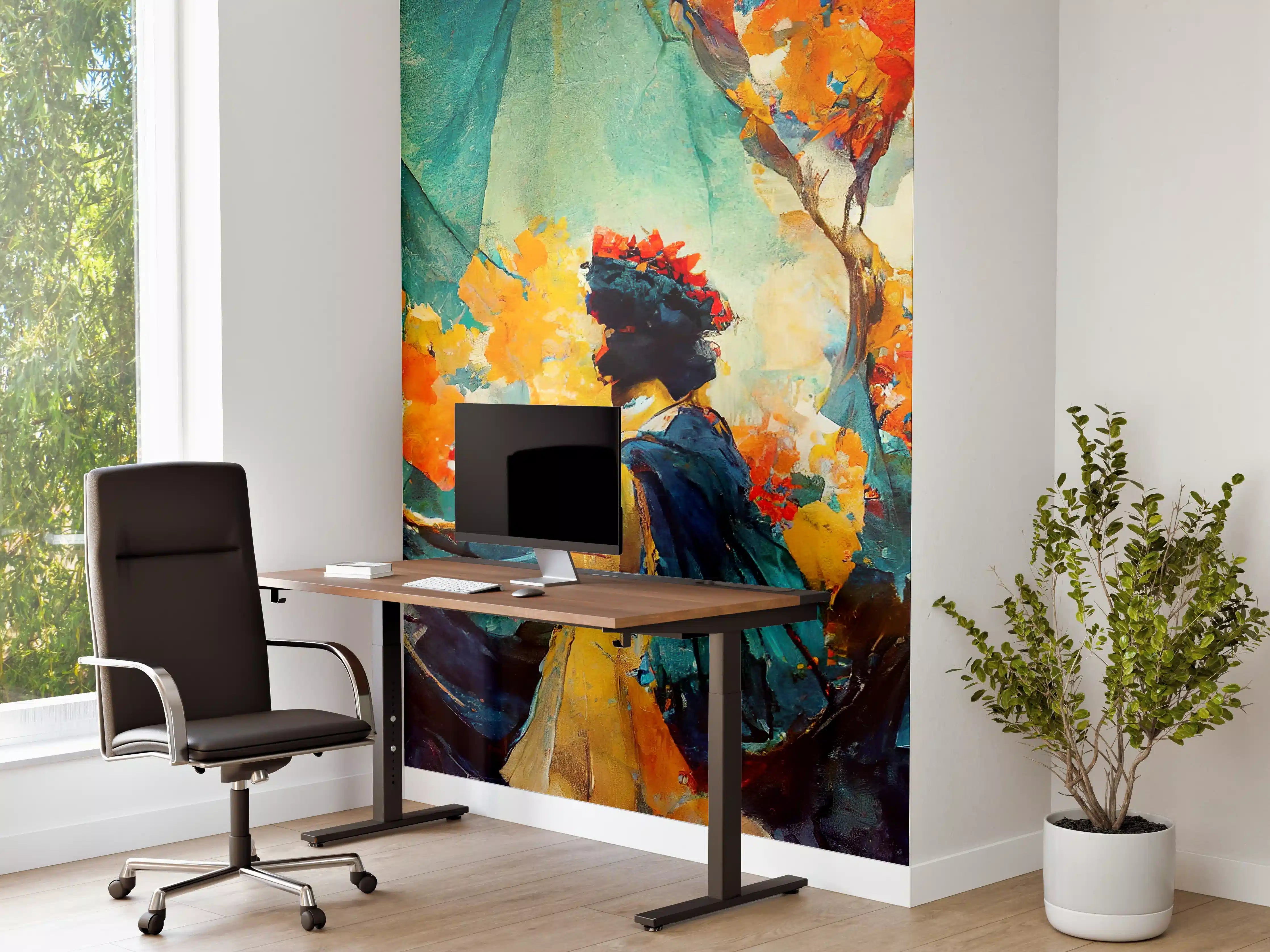 Büro Wandgestaltung - Abstrakte Kunst - Frau im Wald