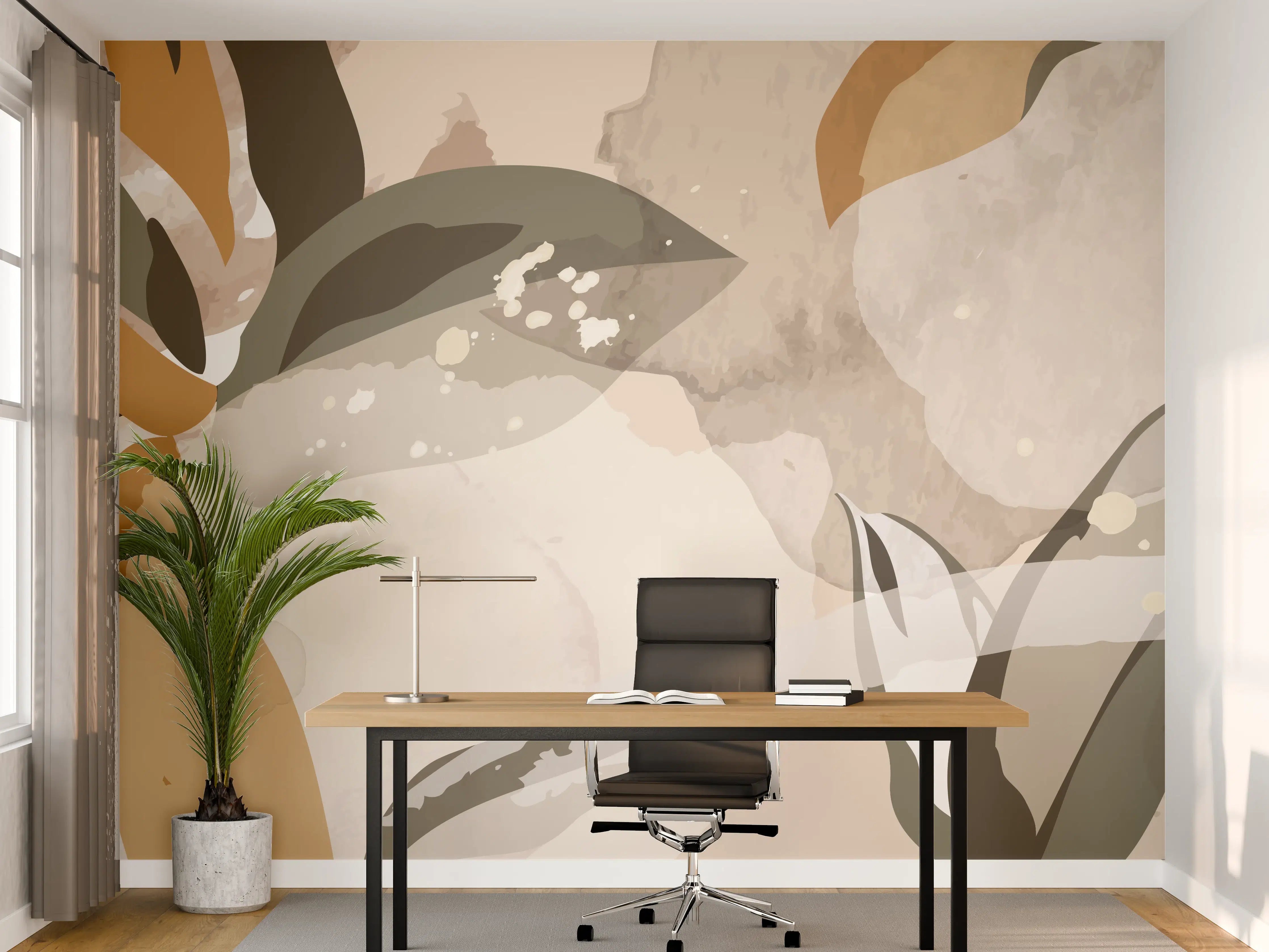 Büro Wandgestaltung - Abstrakte Kunst Beige Braun