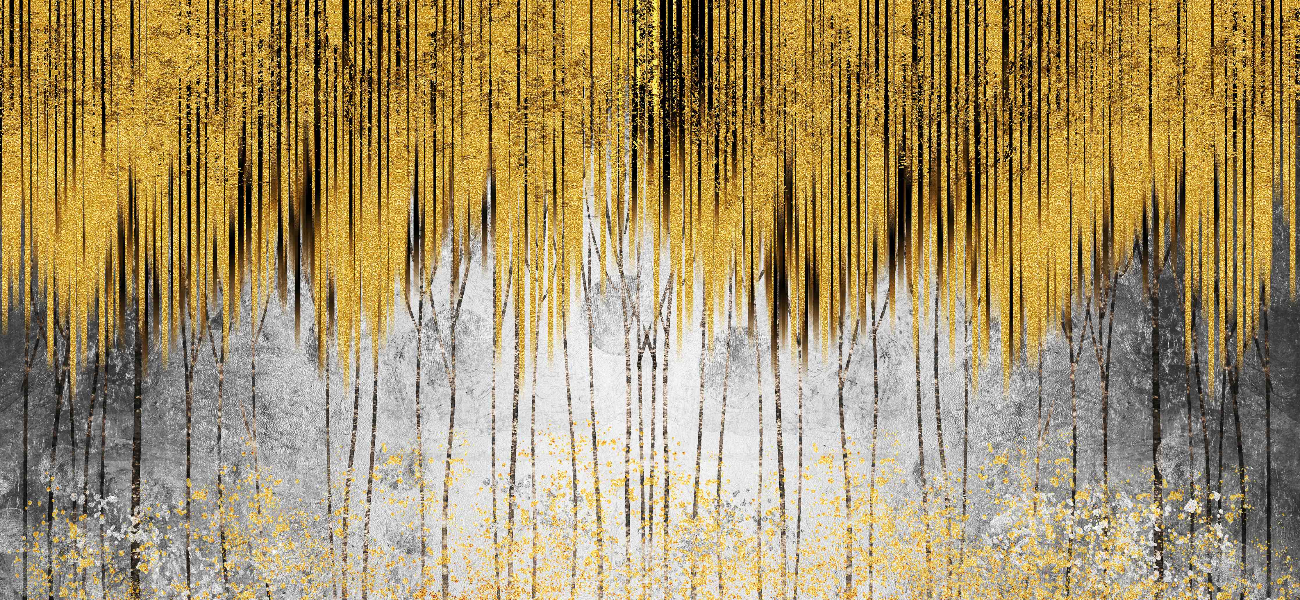 Büro Wandgestaltung-Abstrakte Kunst Gold-Grau