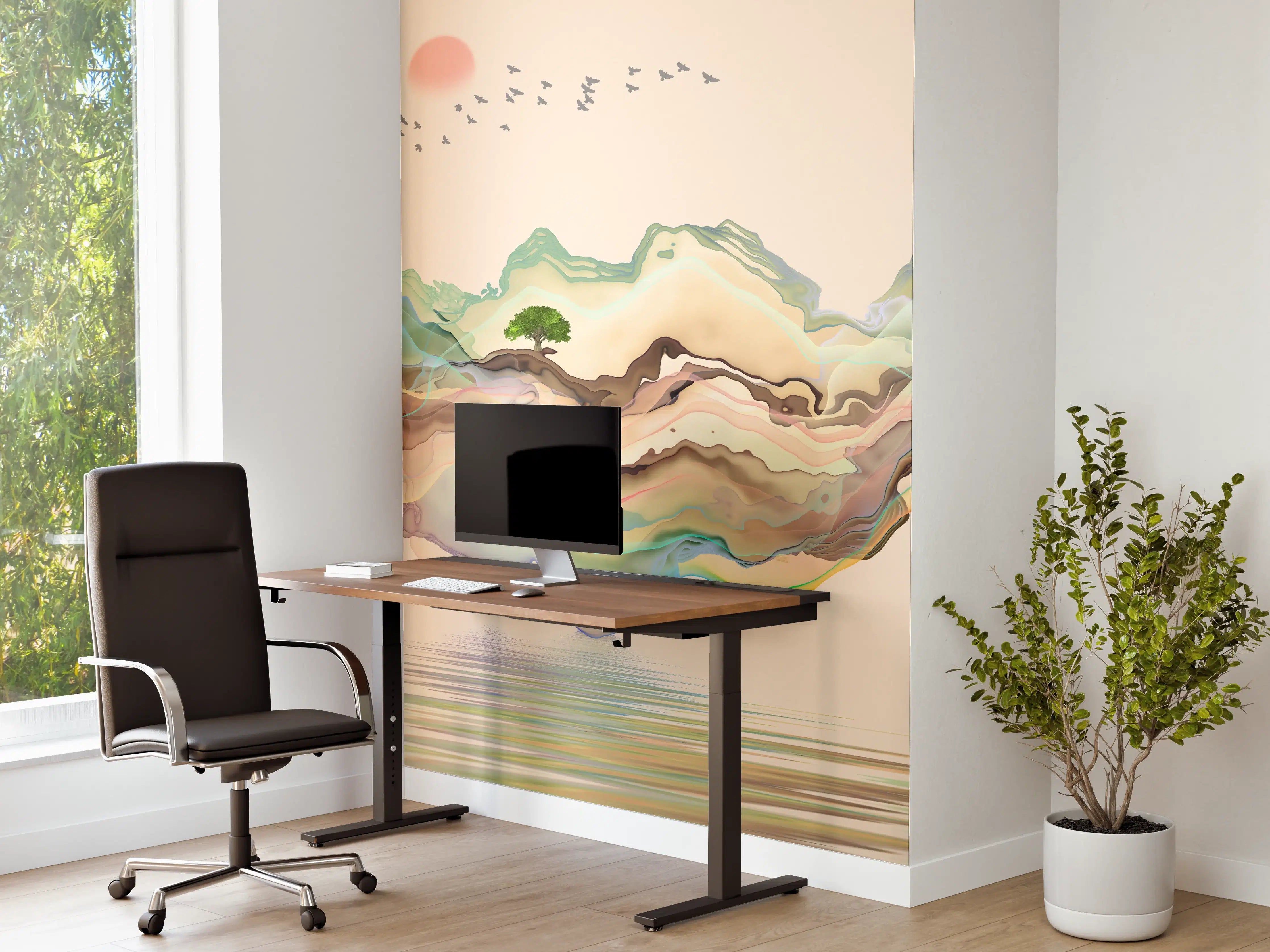 Büro Wandgestaltung - Abstrakte Landschafts Illustration