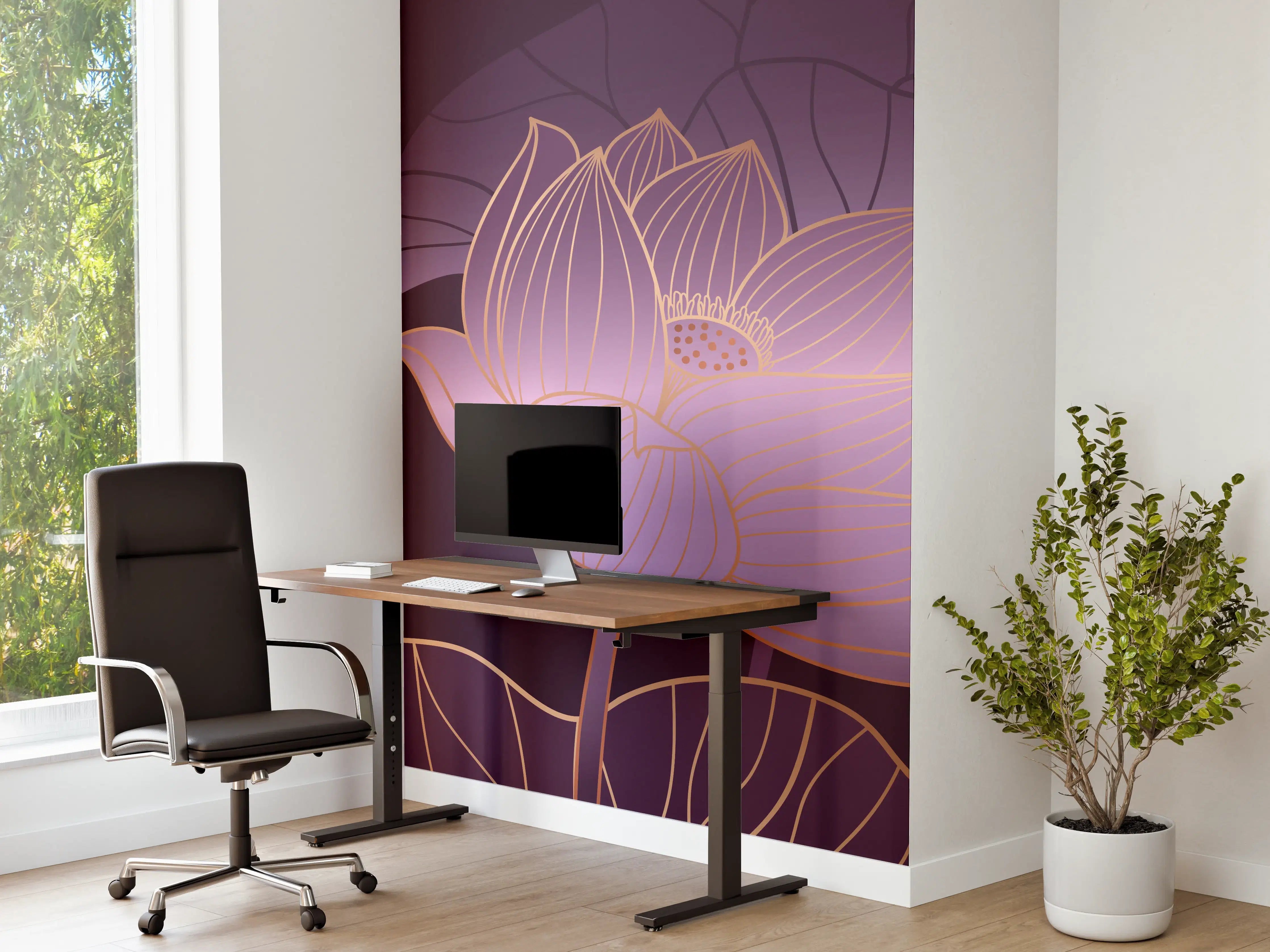 Büro Wandgestaltung - Abstrakte Lila Lotus Illustration