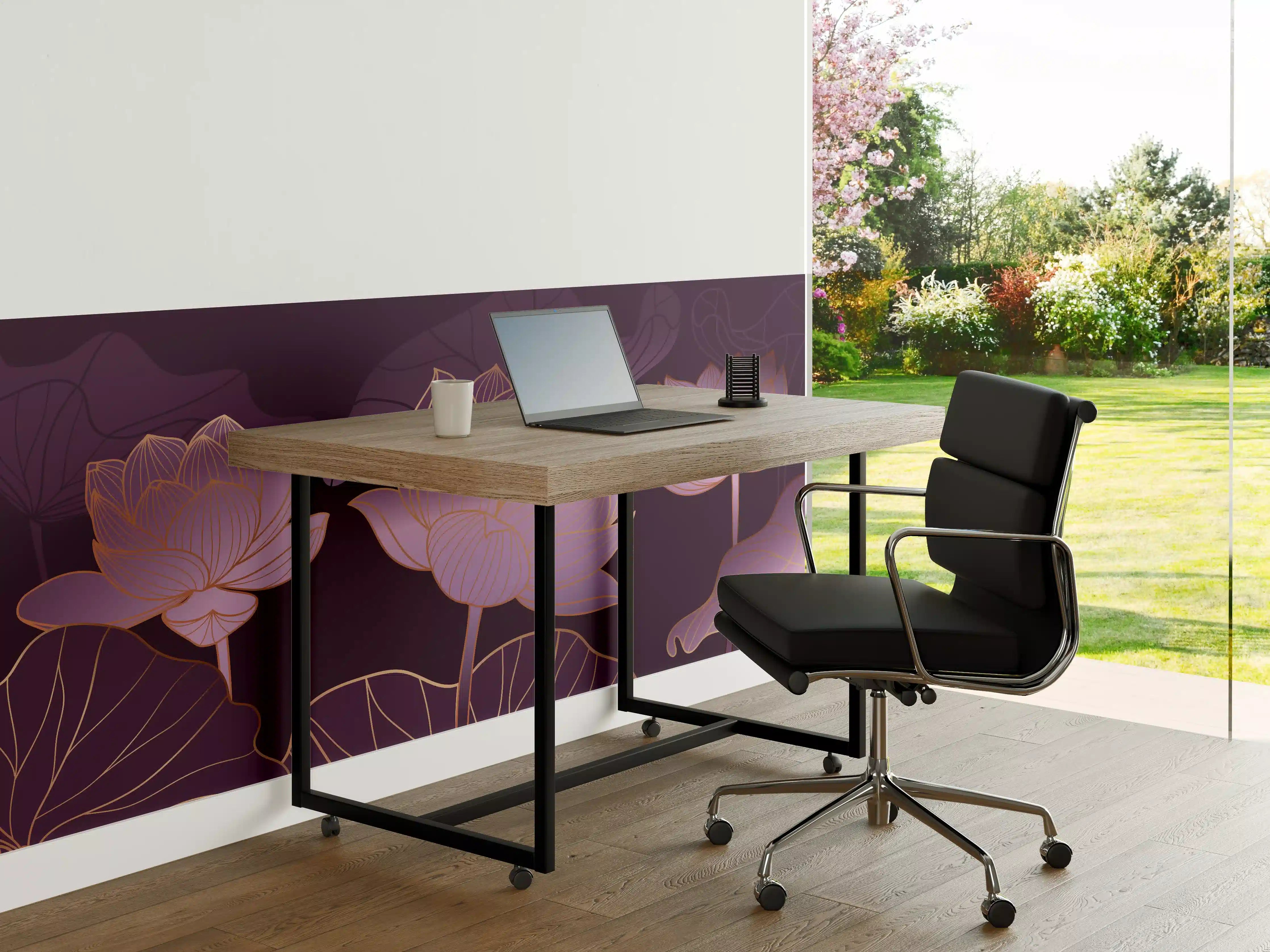 Büro Wandgestaltung - Abstrakte Lila Lotus Illustration