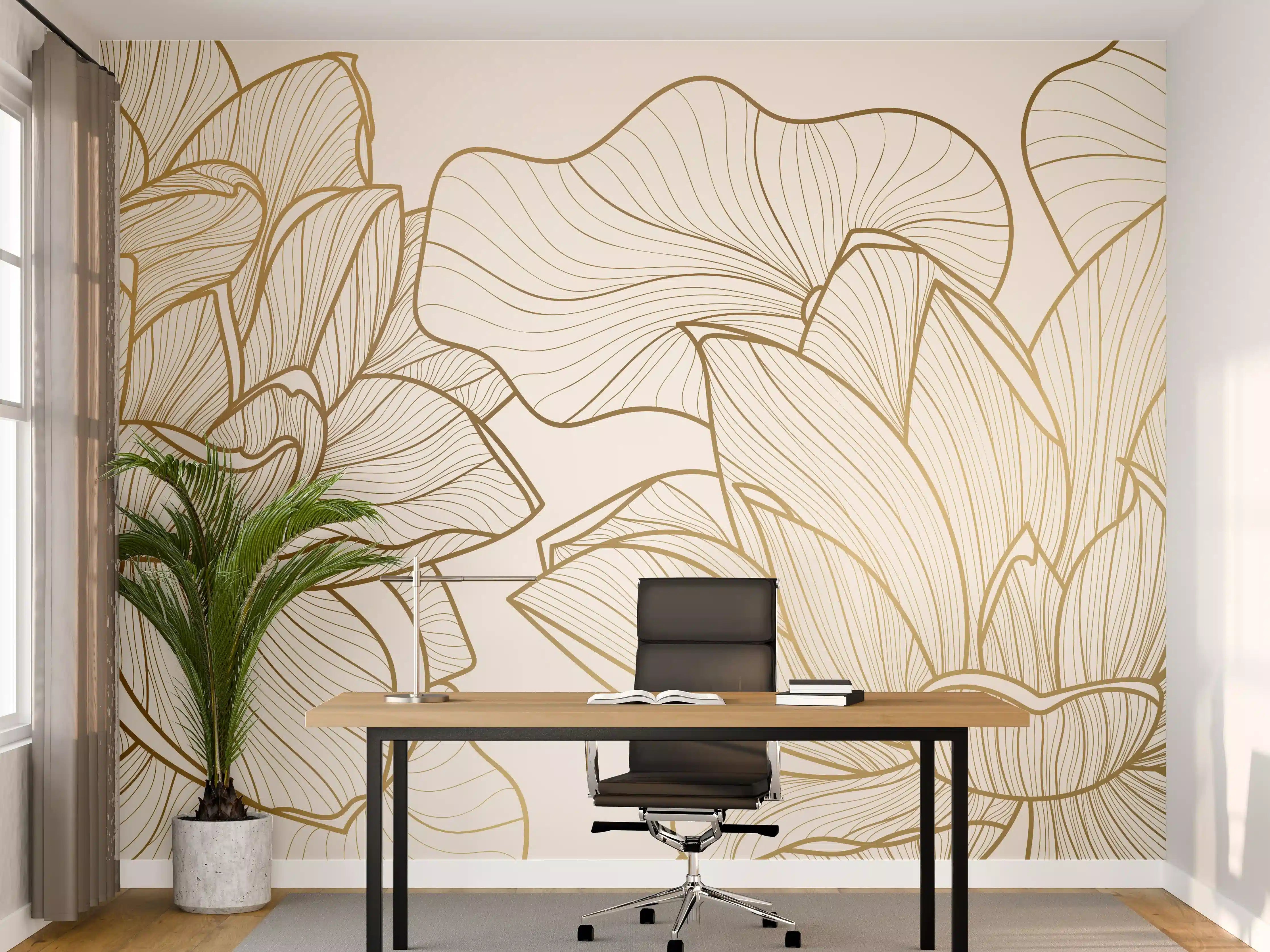Büro Wandgestaltung - Abstrakte Linien Blumenillustration