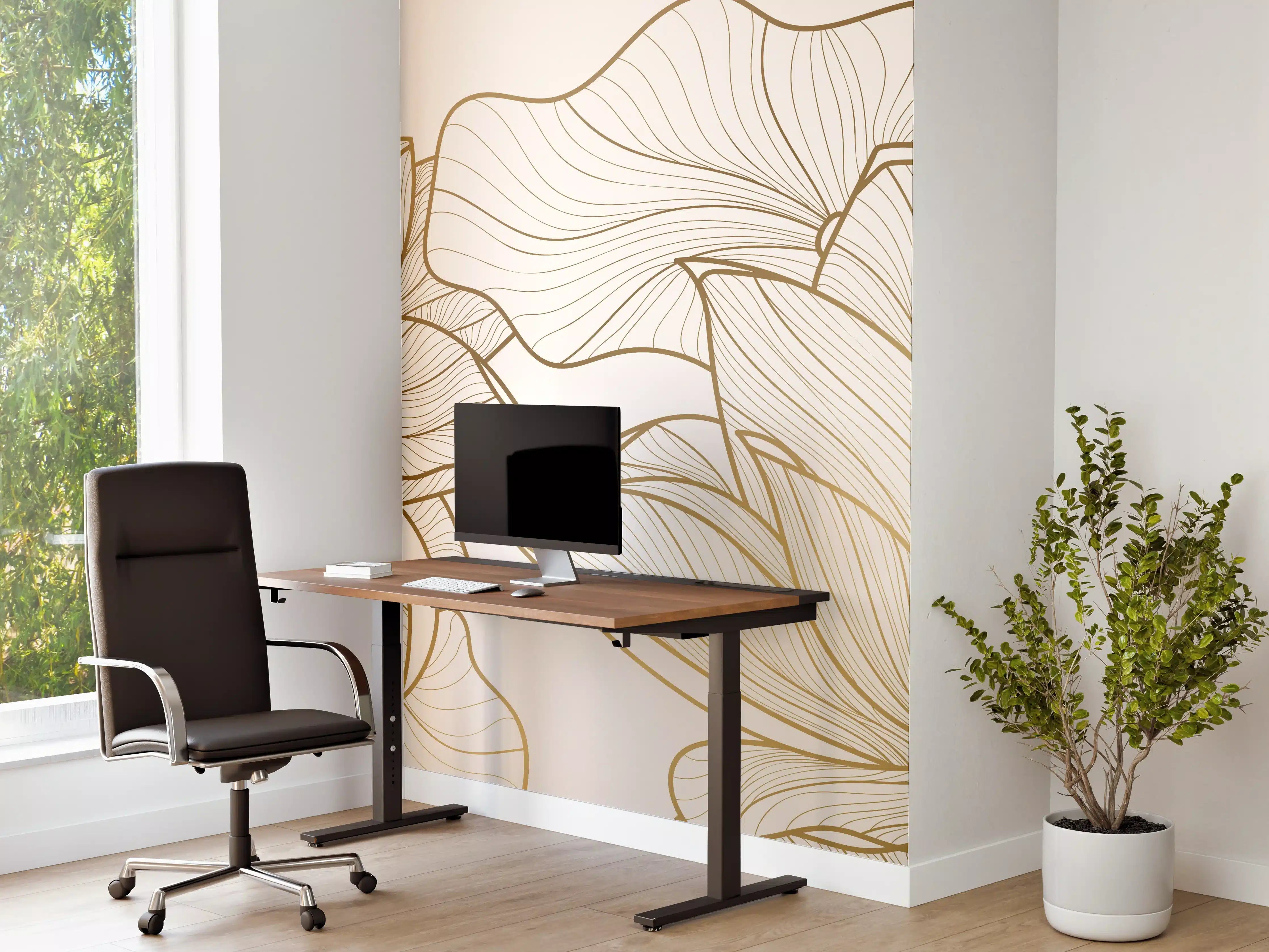 Büro Wandgestaltung - Abstrakte Linien Blumenillustration