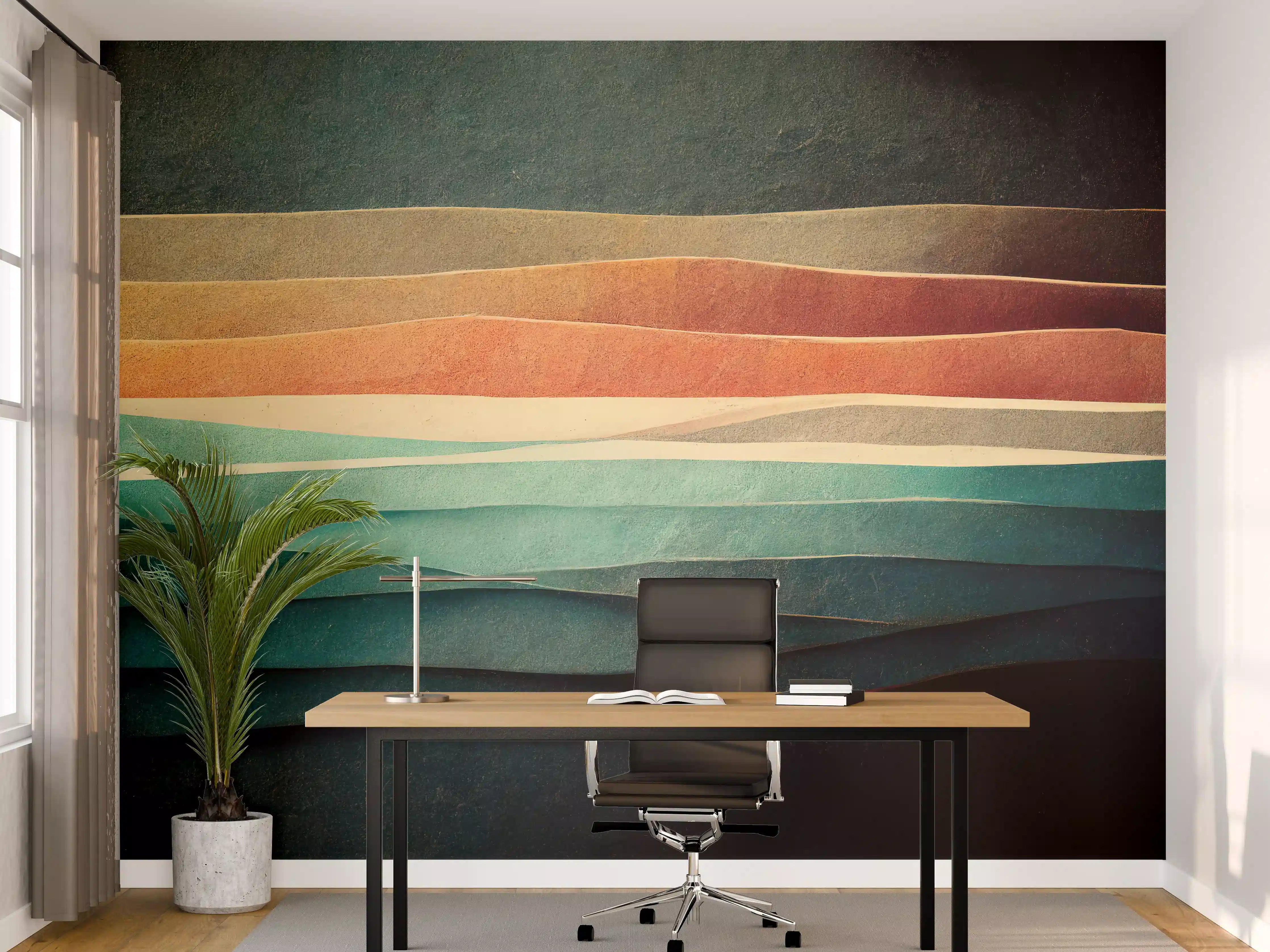 Büro Wandgestaltung - Abstrakte Linien Farbspiel Tapete