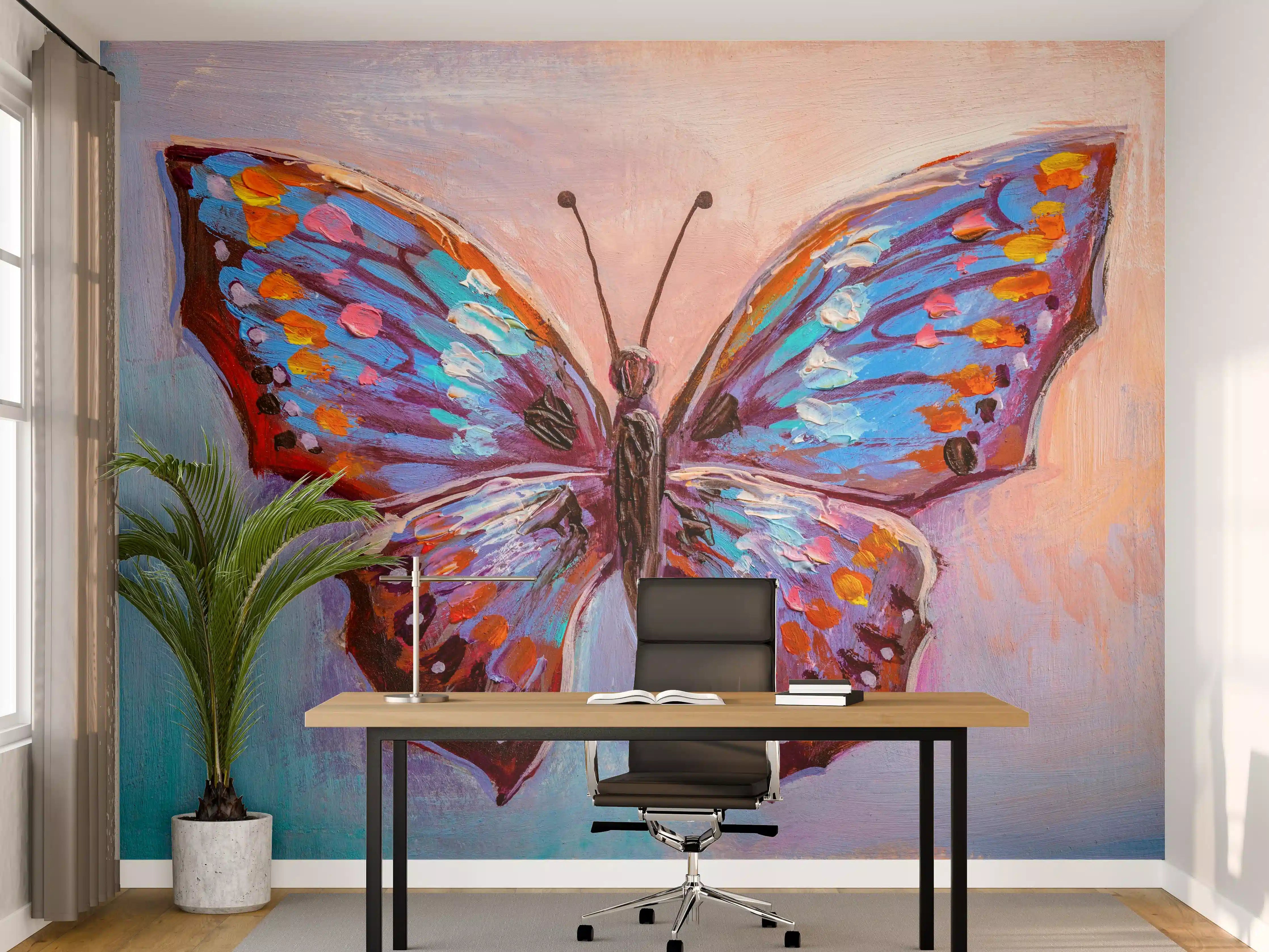 Büro Wandgestaltung - Abstrakte Malerei bunter Schmetterling