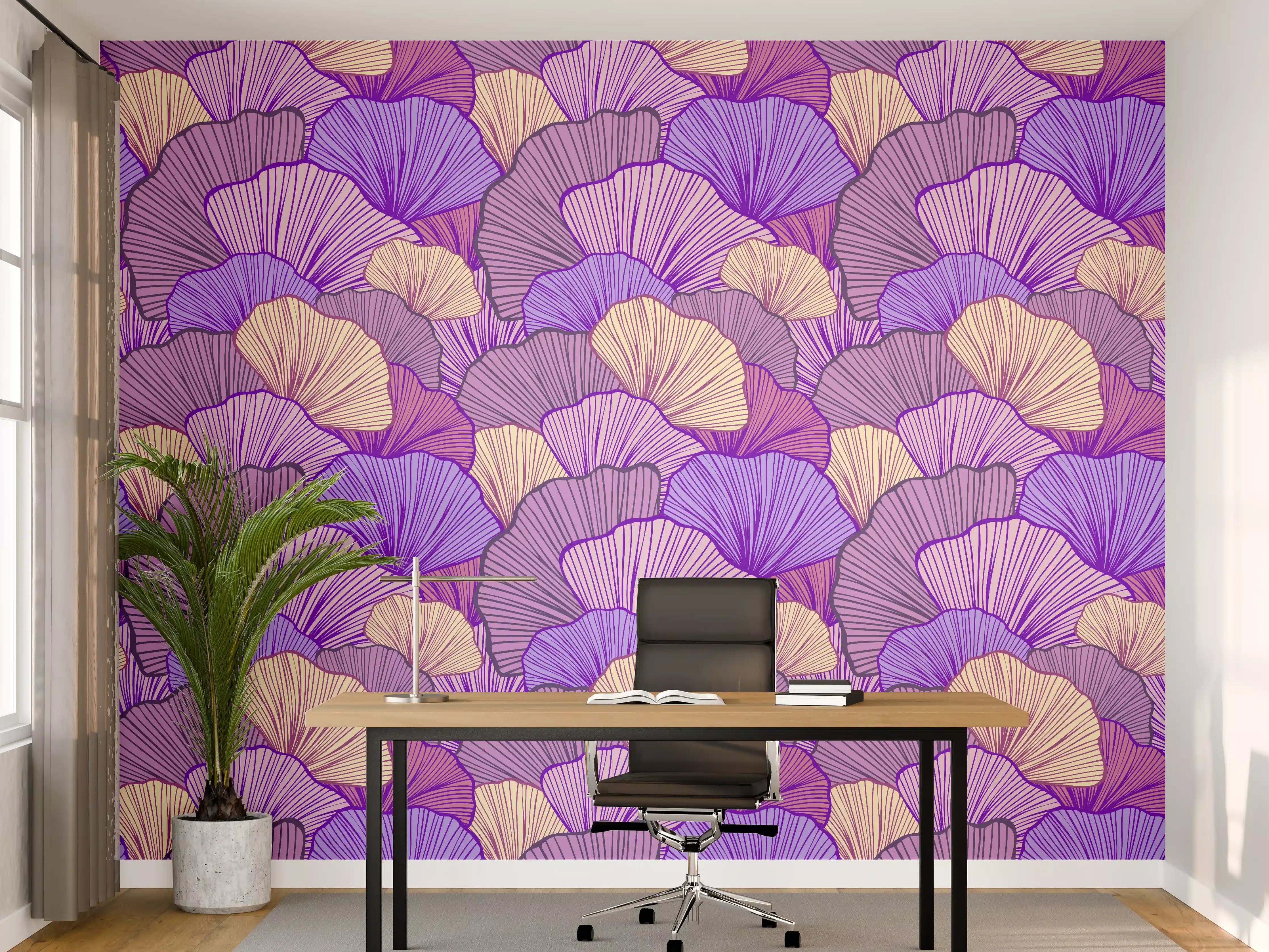 Büro Wandgestaltung - Abstrakte Muscheln in Lila