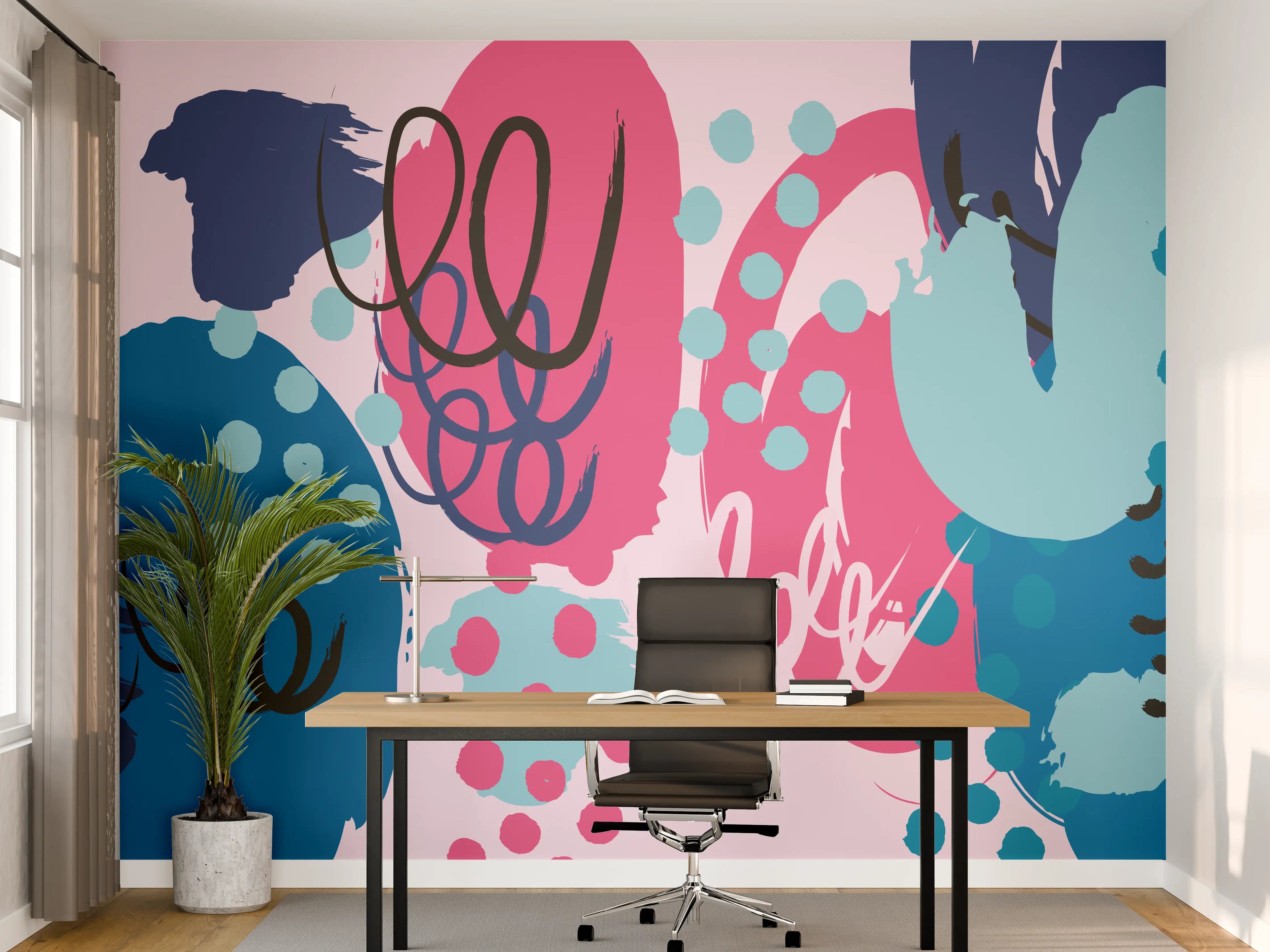 Büro Wandgestaltung - Abstrakte Muster Collage Bunt