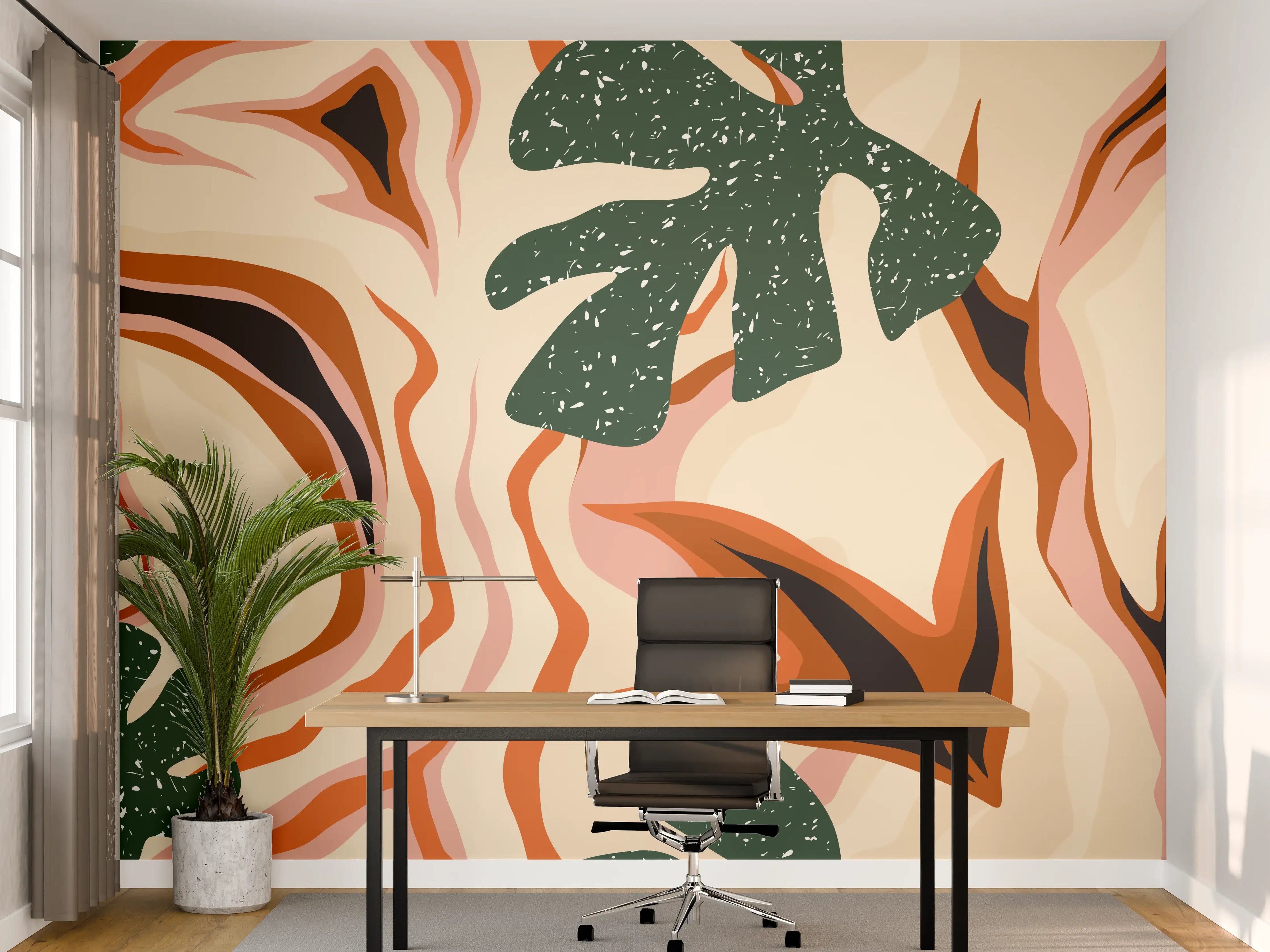 Büro Wandgestaltung - Abstrakte Natur-Designs mit warmen Erdtönen