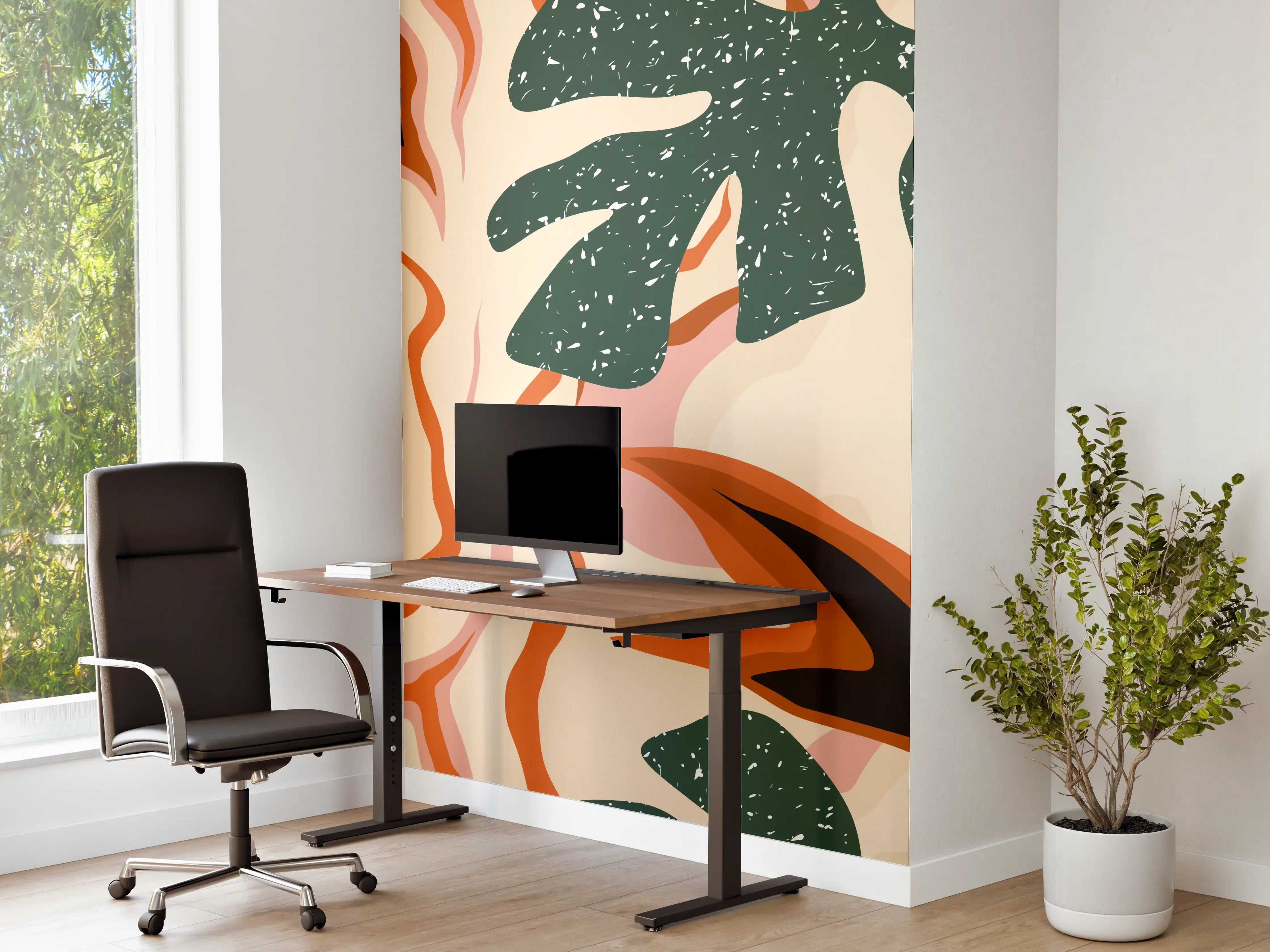 Büro Wandgestaltung - Abstrakte Natur-Designs mit warmen Erdtönen