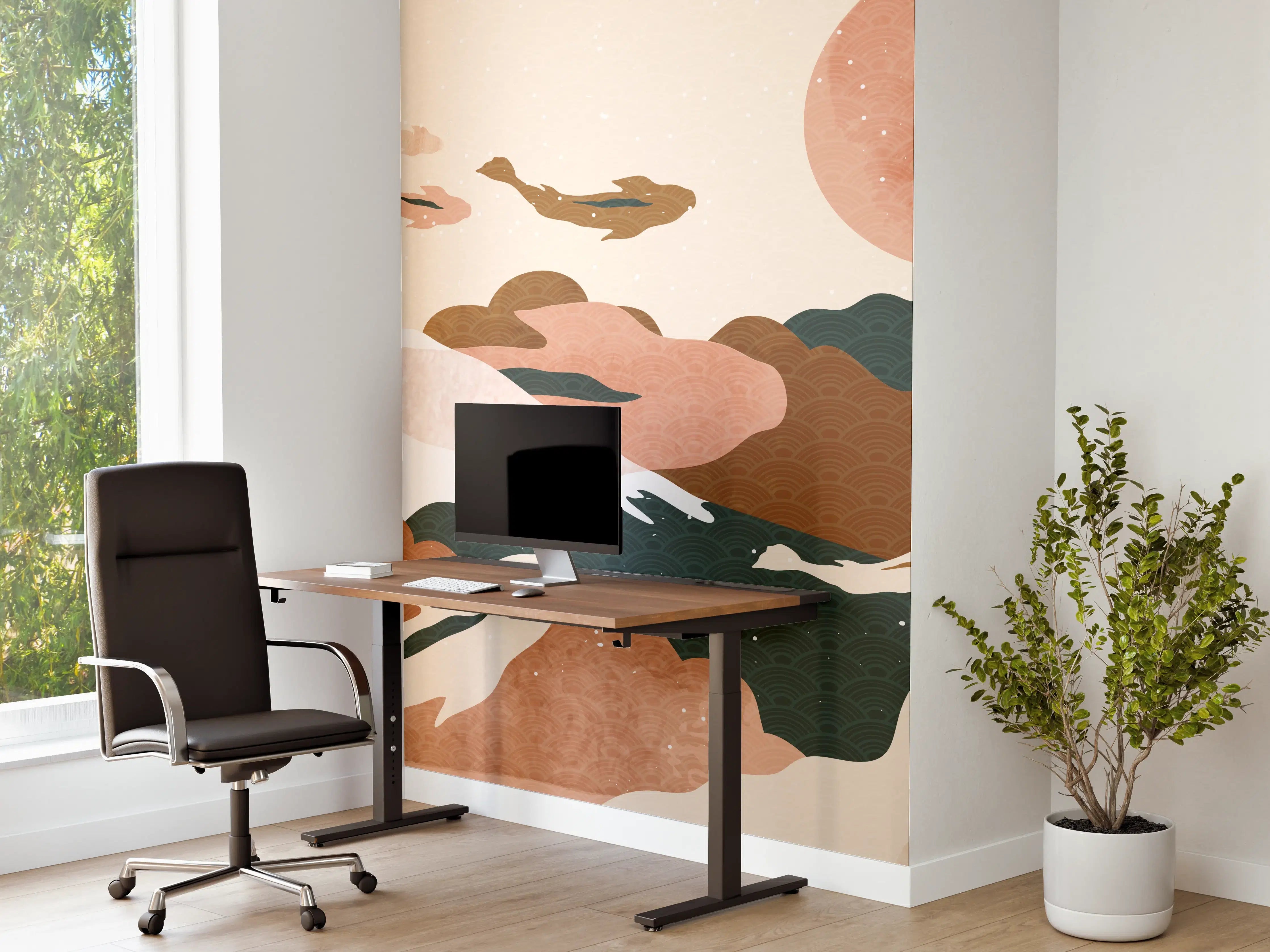 Büro Wandgestaltung - Abstrakte Natur Pastelltöne