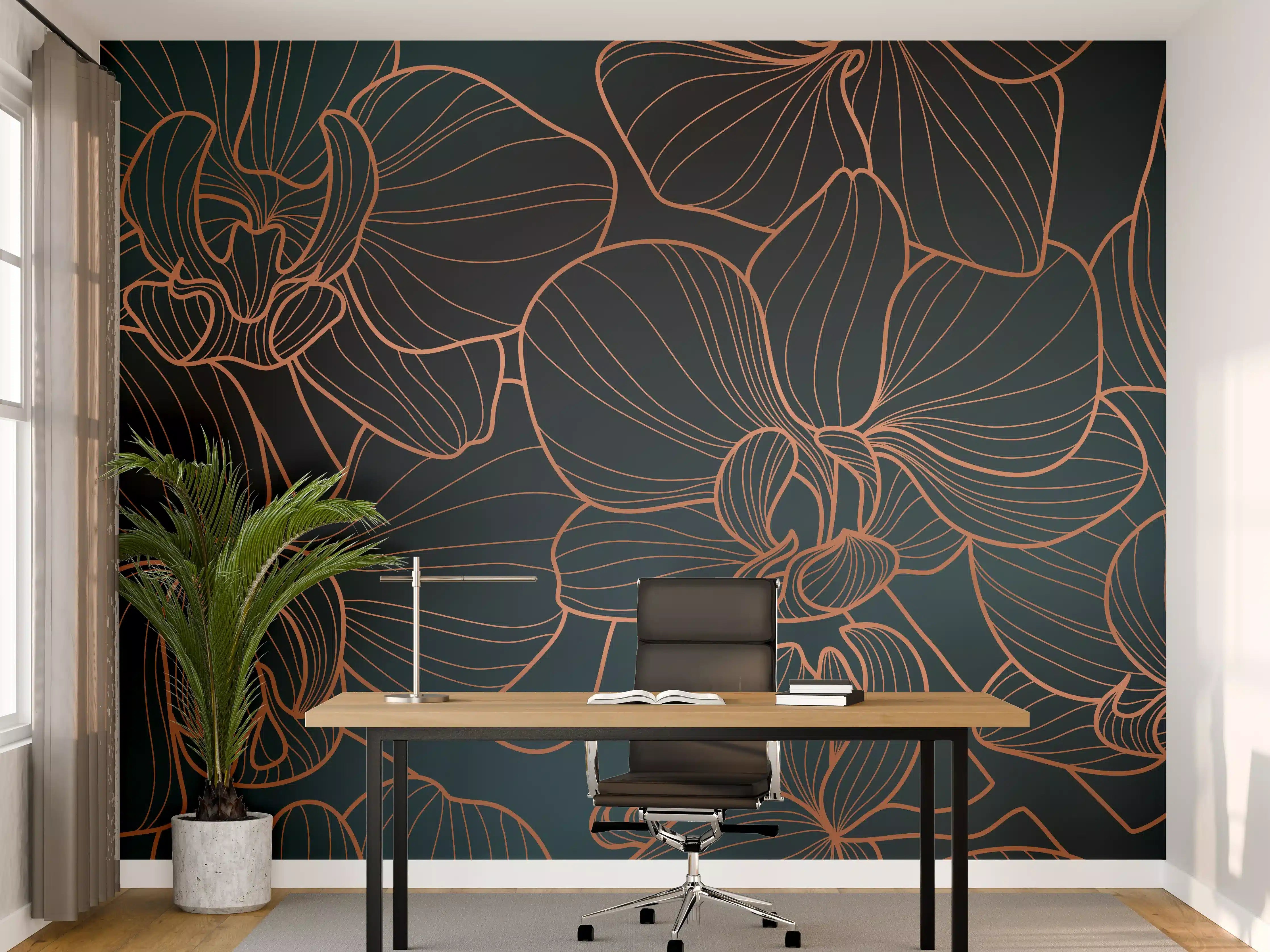 Büro Wandgestaltung - Abstrakte Rosa Blüten