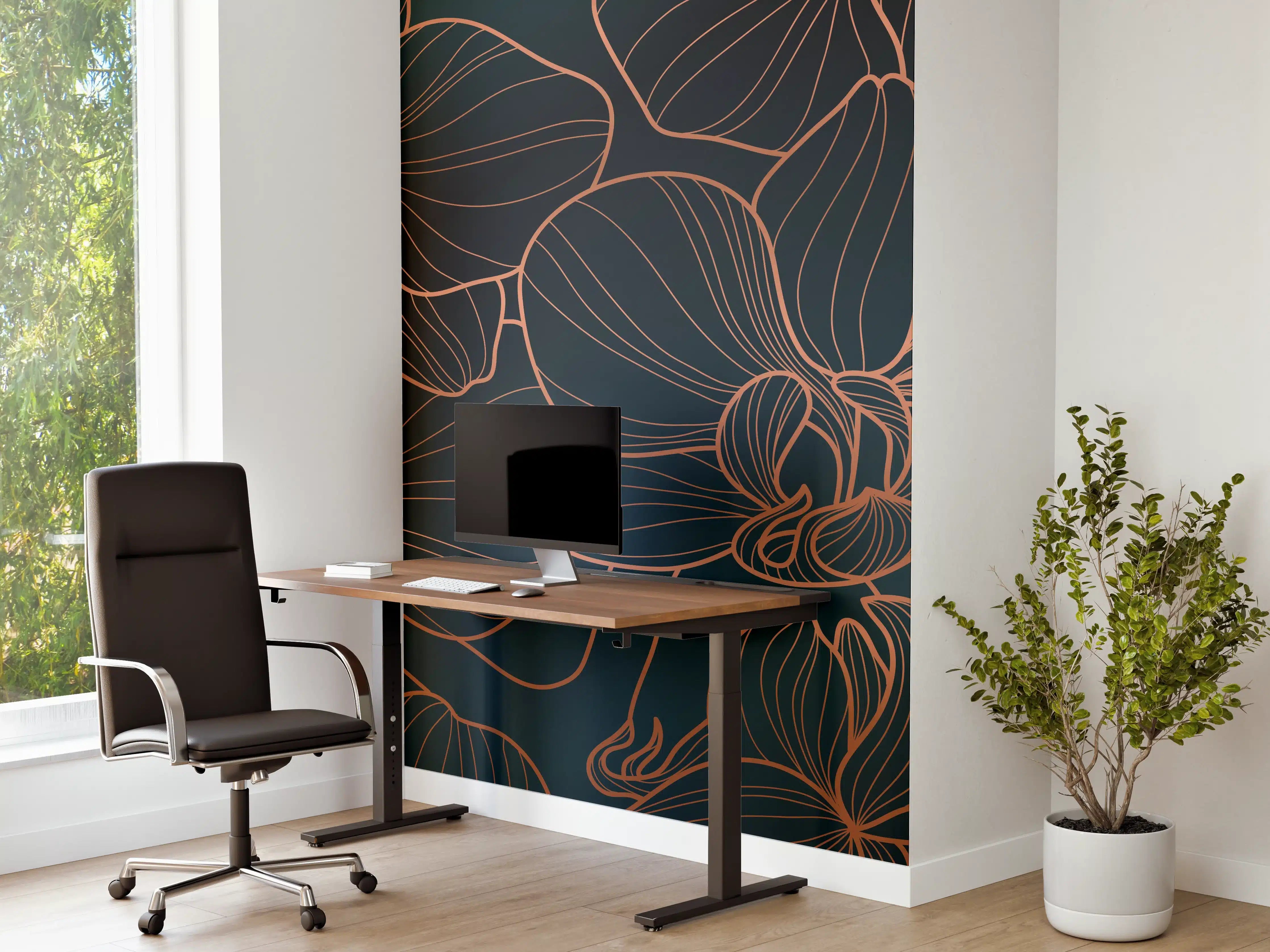 Büro Wandgestaltung - Abstrakte Rosa Blüten