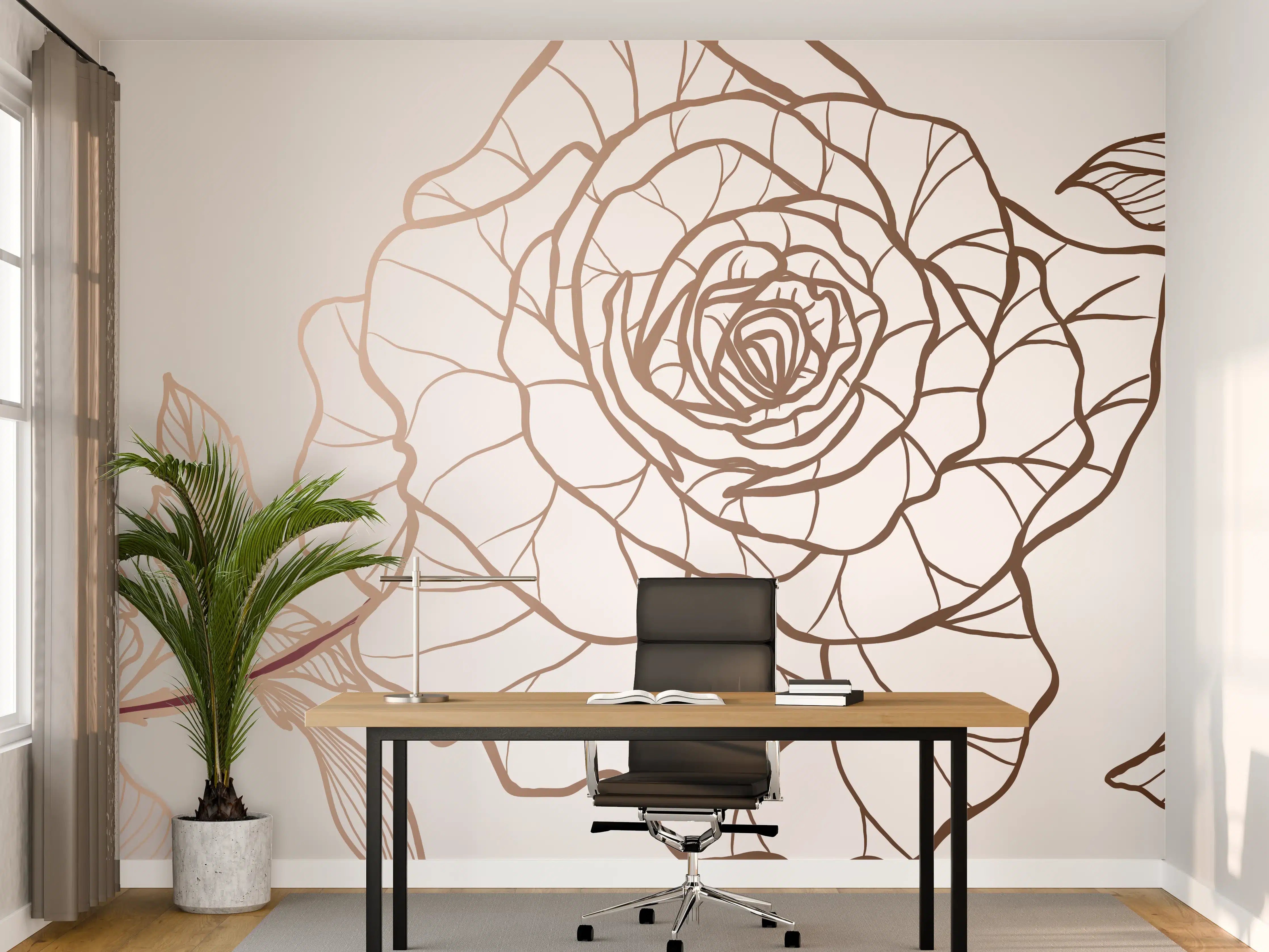Büro Wandgestaltung - Abstrakte Rose in Sepia-Tönen