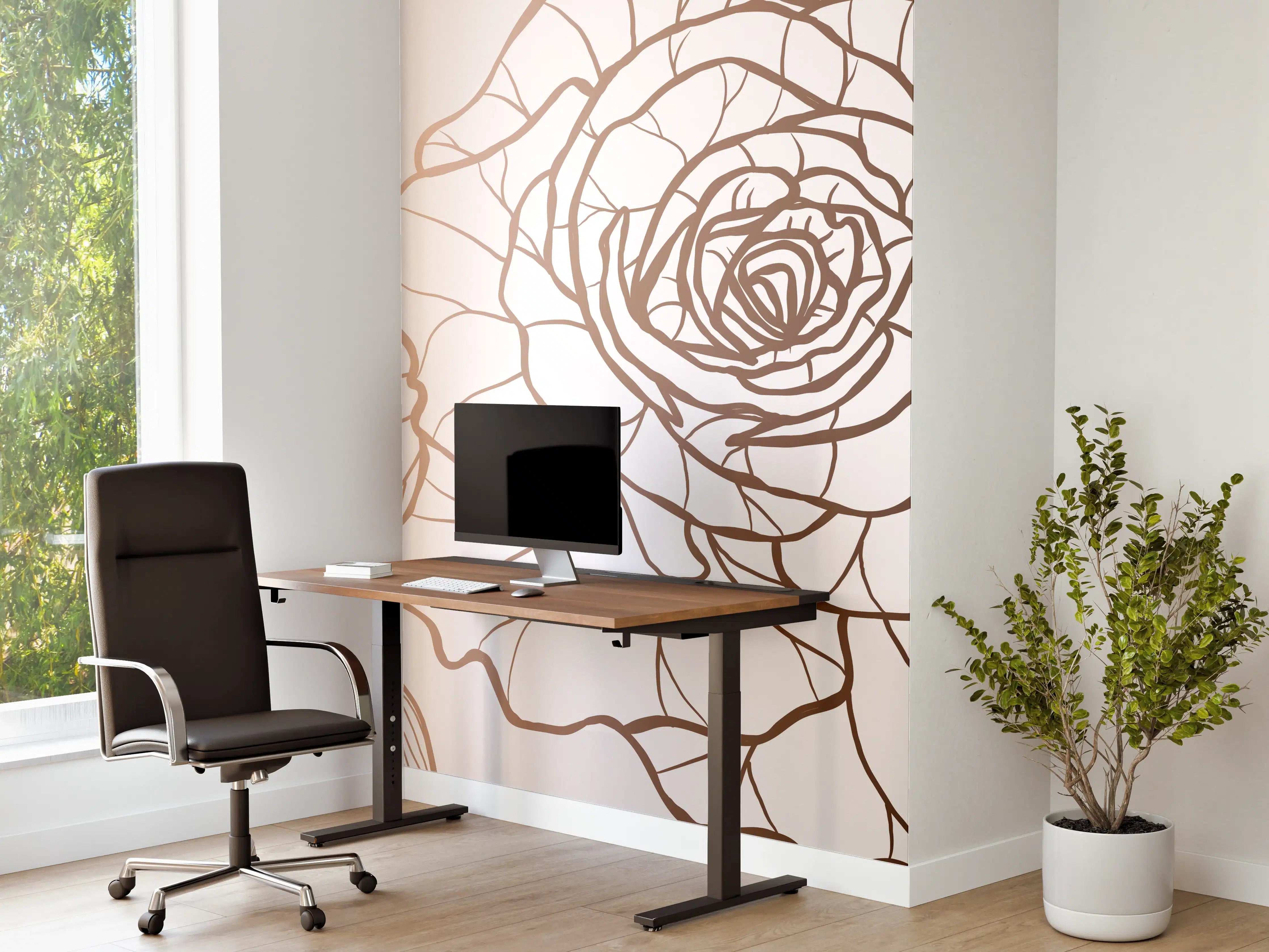 Büro Wandgestaltung - Abstrakte Rose in Sepia-Tönen