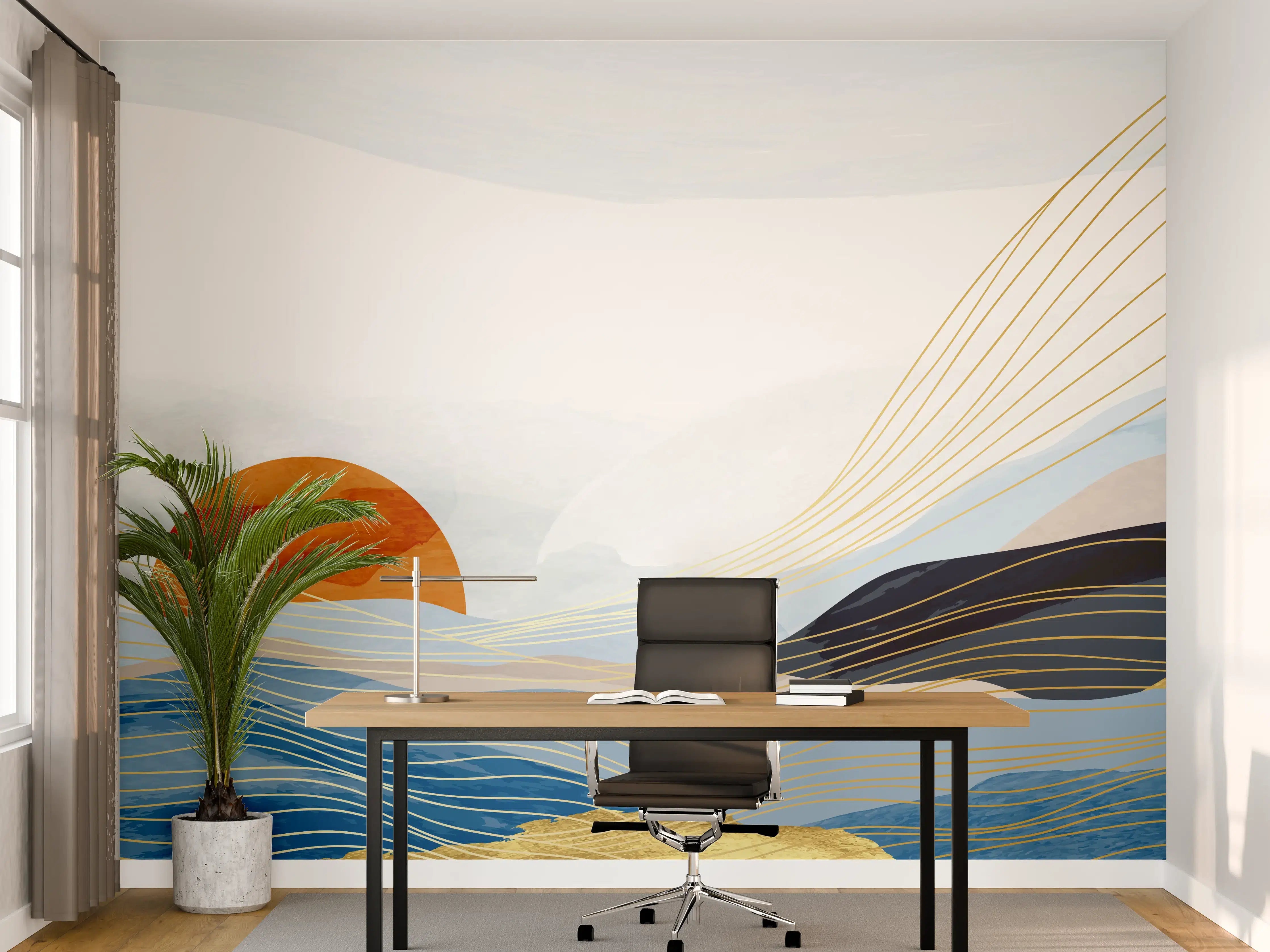 Büro Wandgestaltung - Abstrakte Sonnenlandschaft