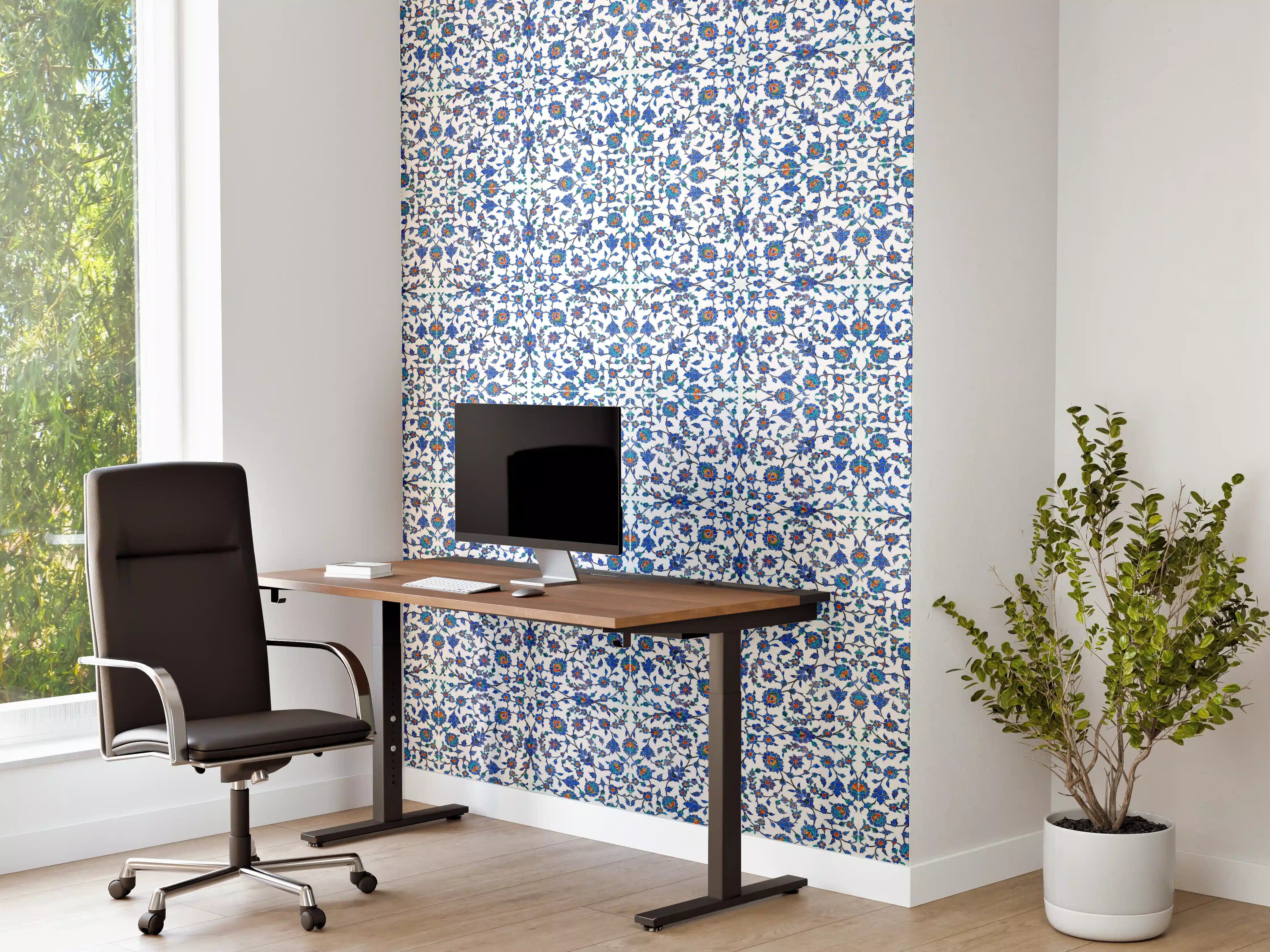Büro Wandgestaltung - Abstrakte Struktur Blau-Grau