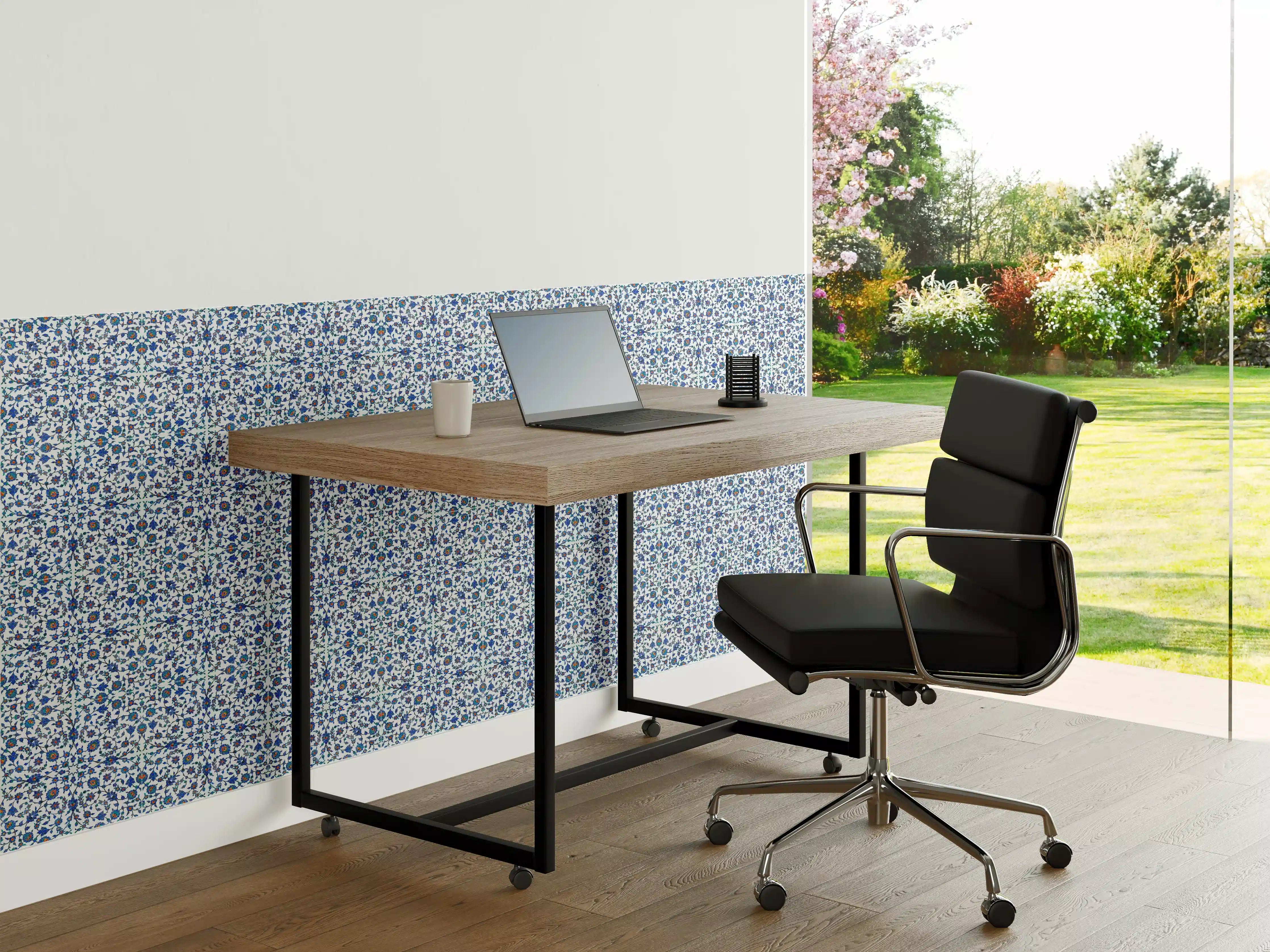 Büro Wandgestaltung - Abstrakte Struktur Blau-Grau