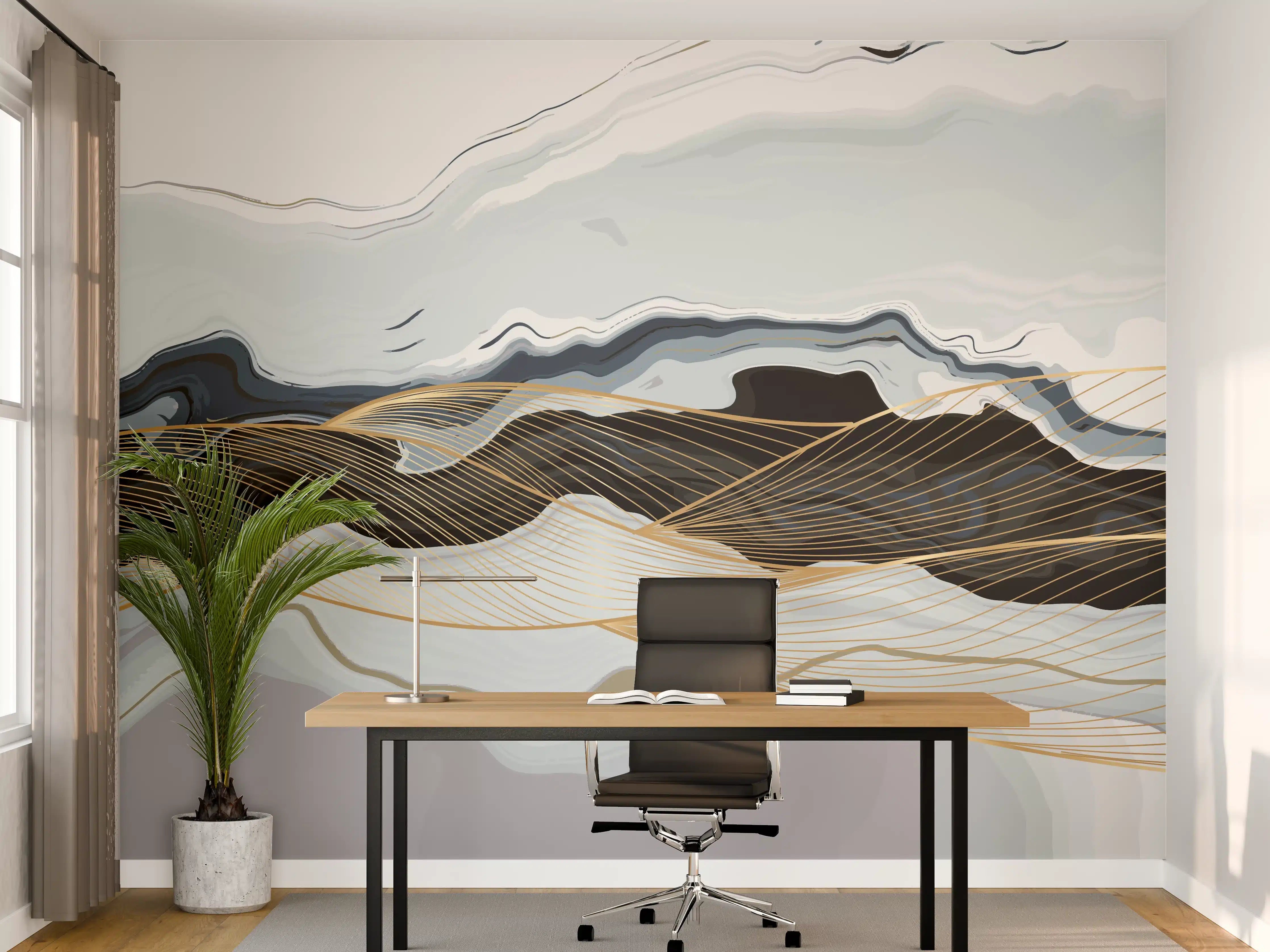 Büro Wandgestaltung - Abstrakte Strukturlinien Kunst