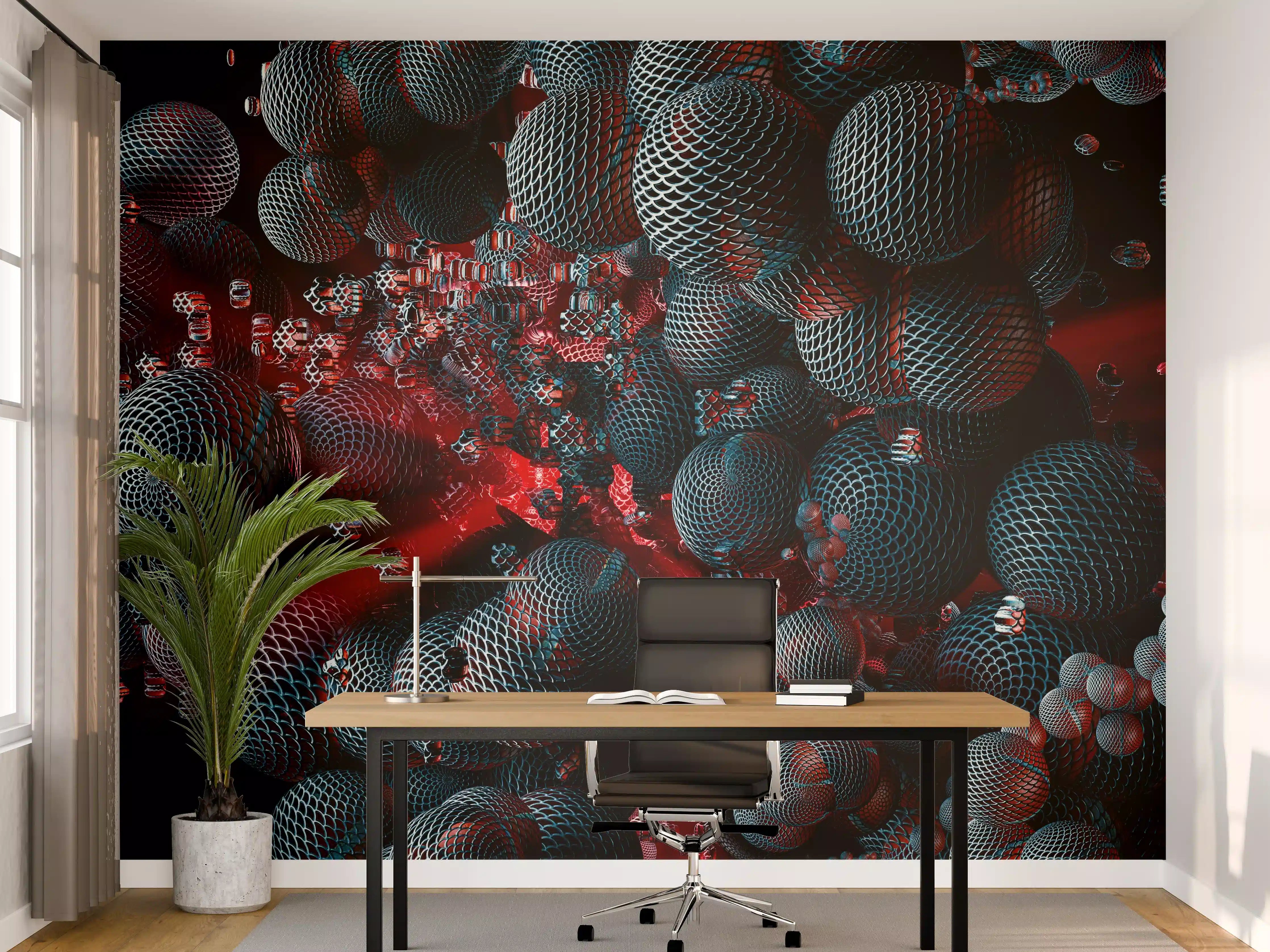 Büro Wandgestaltung - Abstrakte Technologie - 3D Rendering