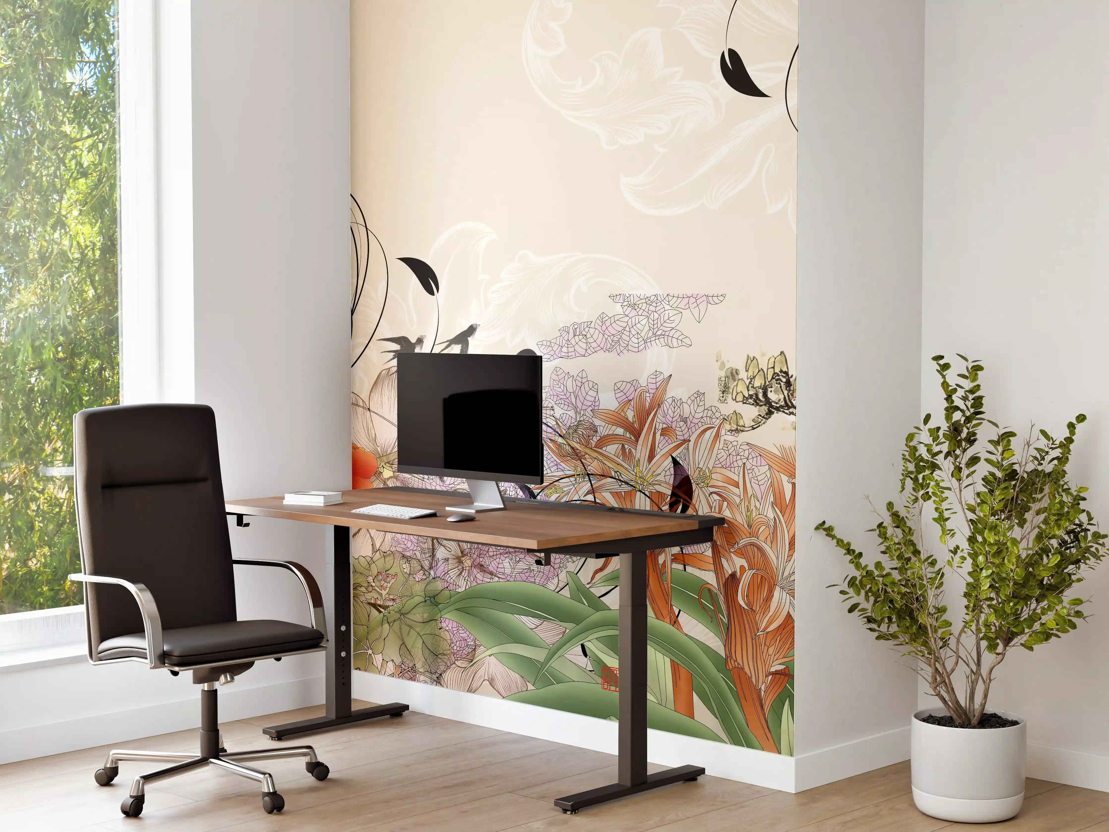 Büro Wandgestaltung - Abstrakte Vögel Natur Illustration