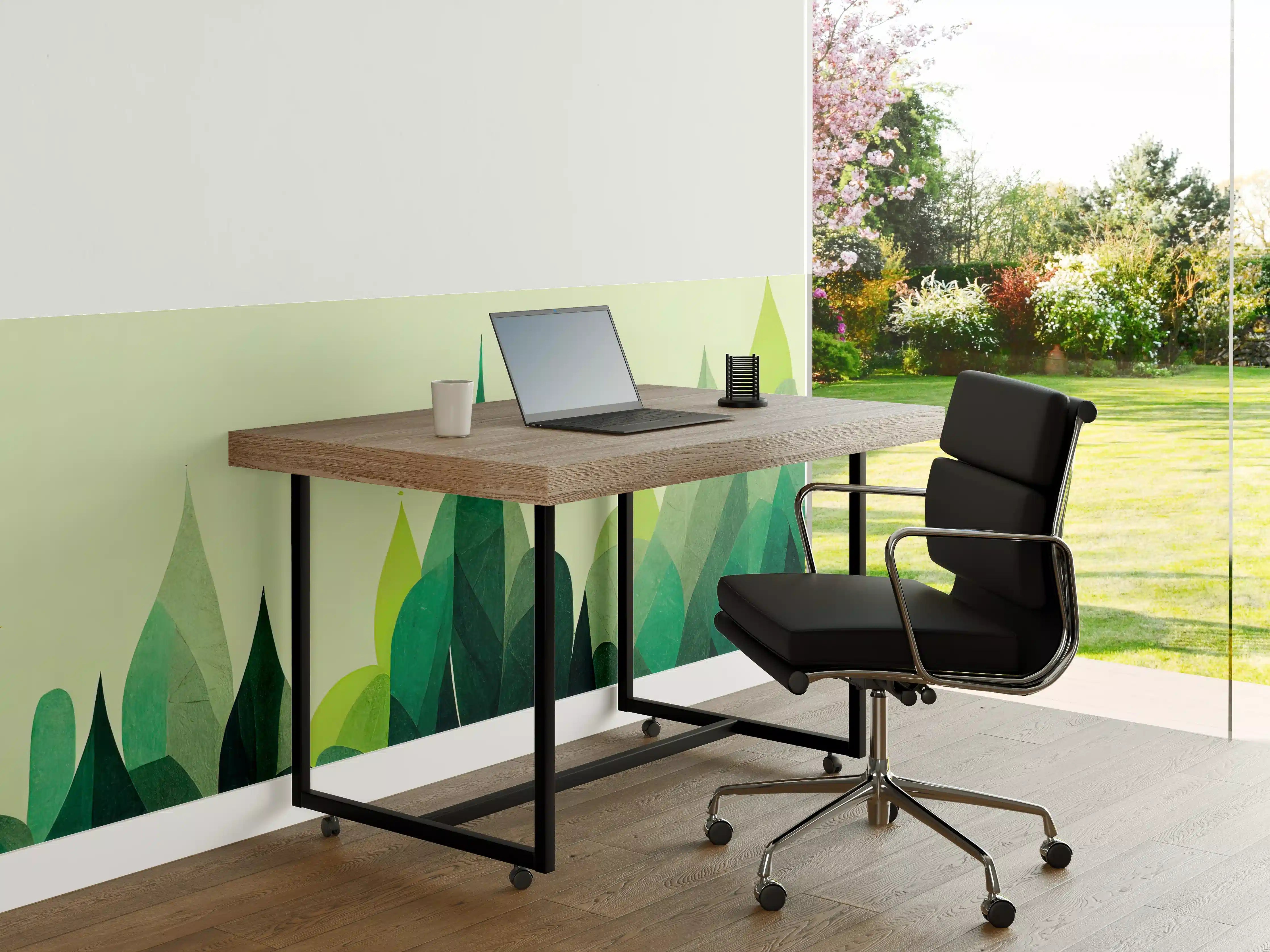 Büro Wandgestaltung - Abstrakte Waldlandschaft in Grüntönen