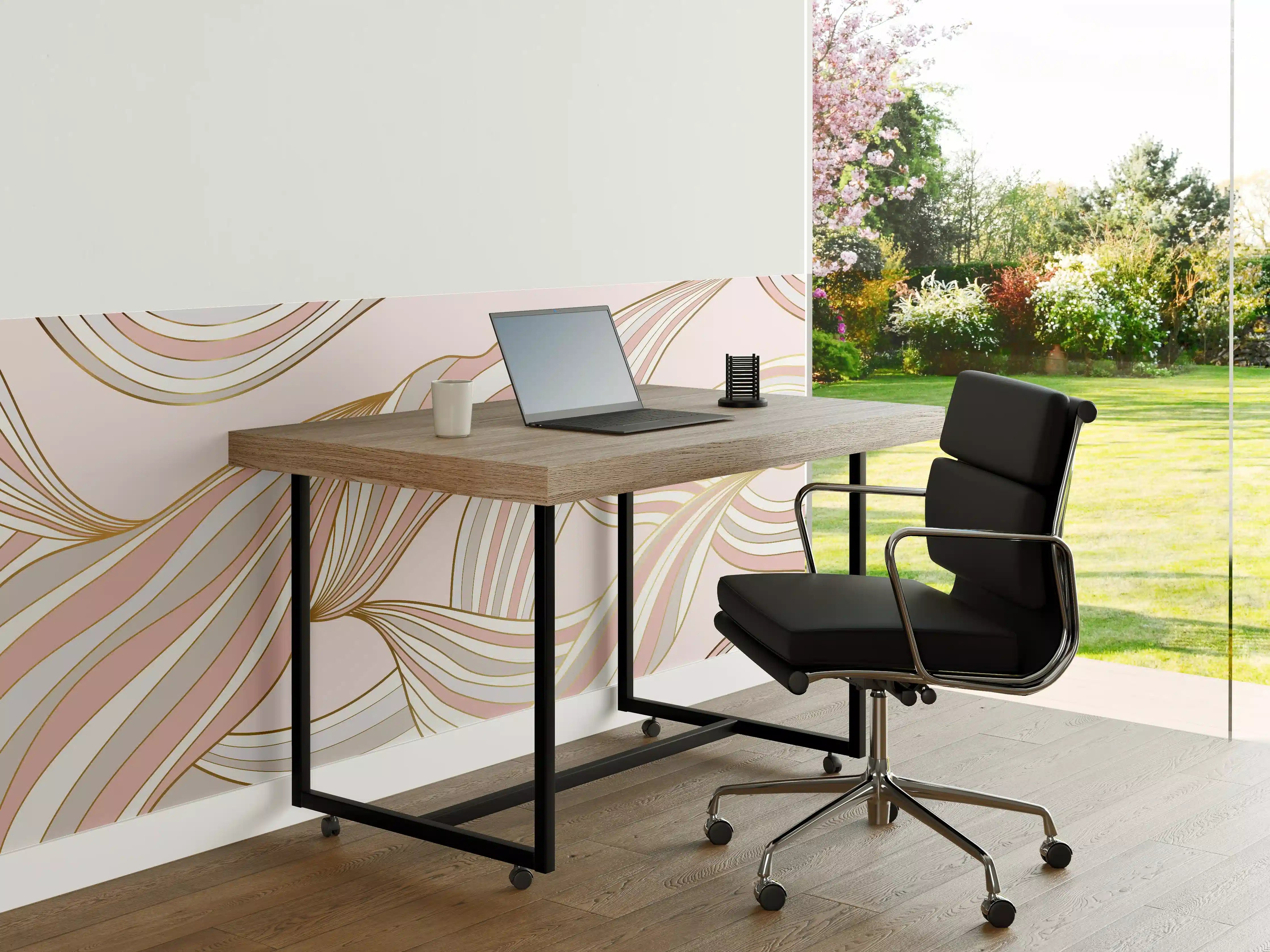 Büro Wandgestaltung - Abstrakte Wogen Rosa Gold