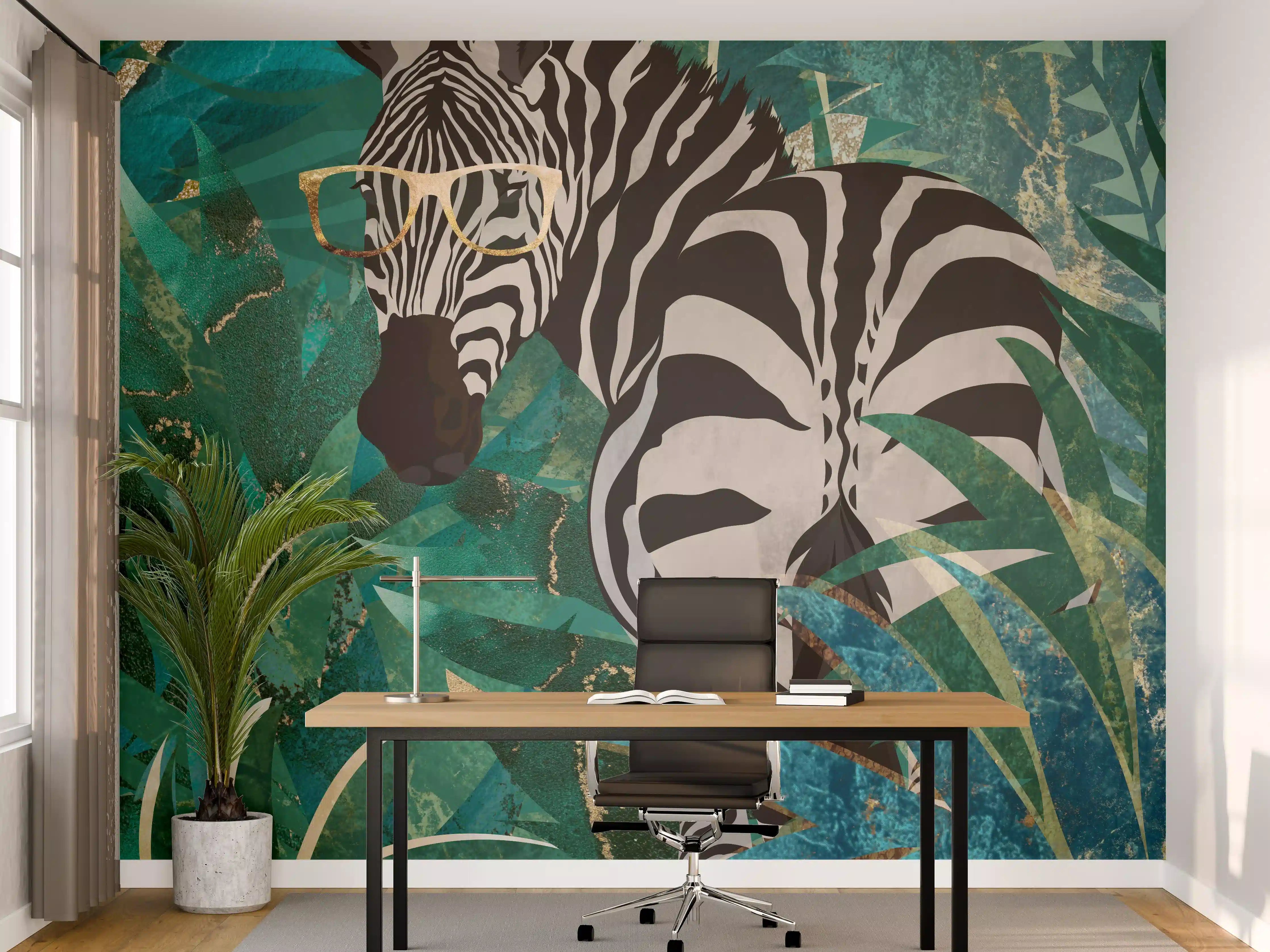 Büro Wandgestaltung - Abstrakte Zebra Malerei