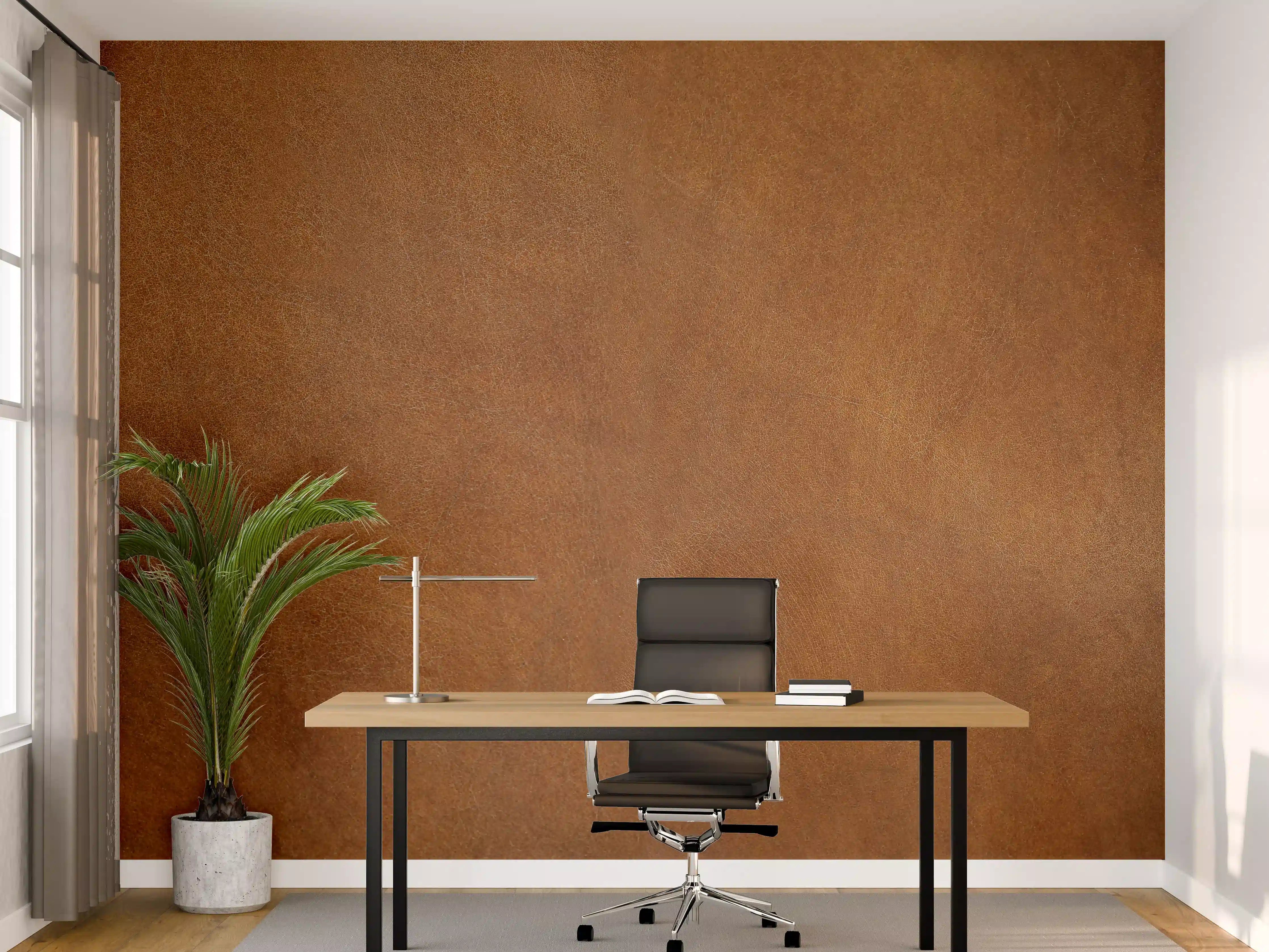 Büro Wandgestaltung - Abstrakte braune Ledertextur