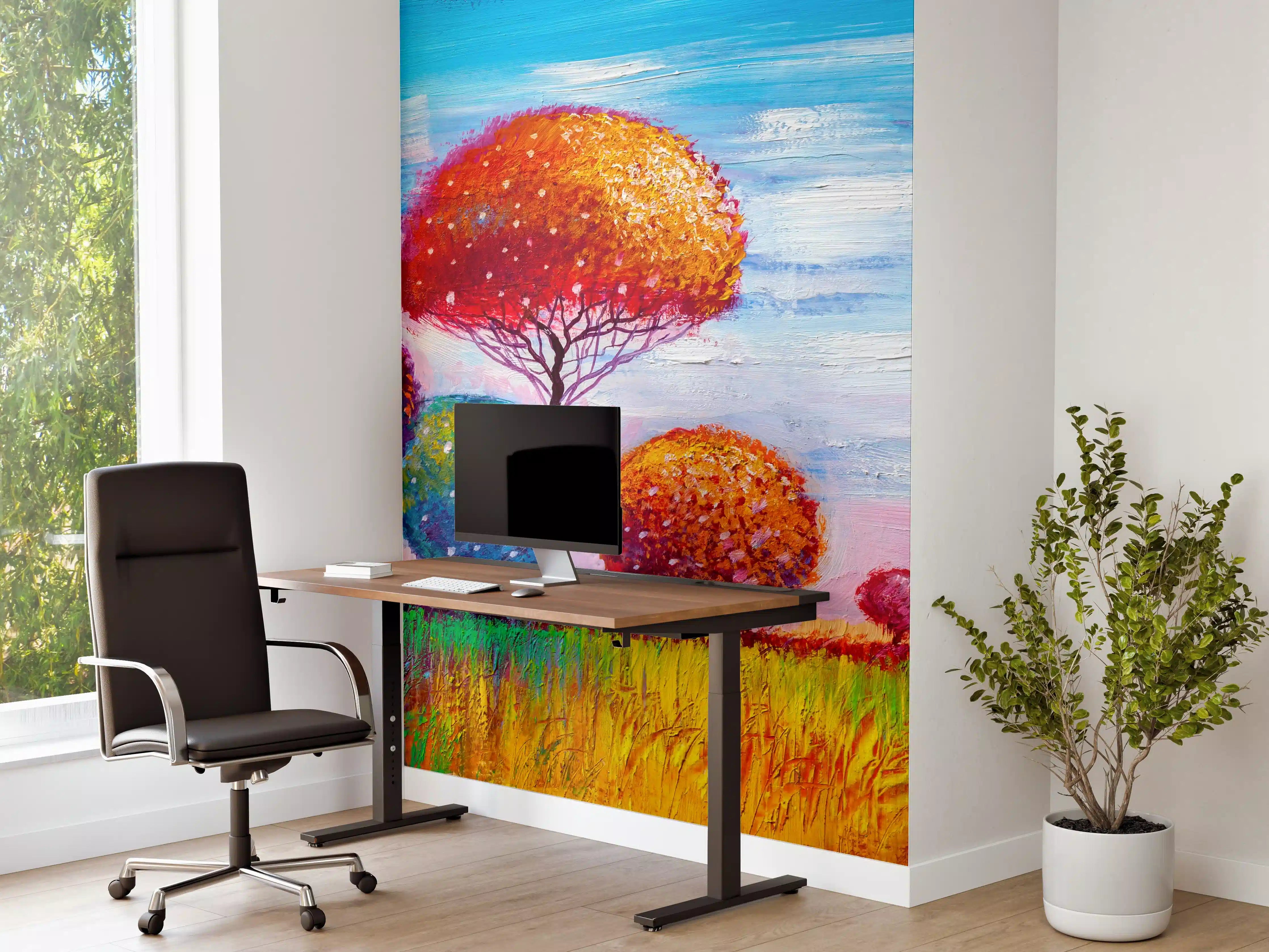 Büro Wandgestaltung - Abstrakte bunte Bäume