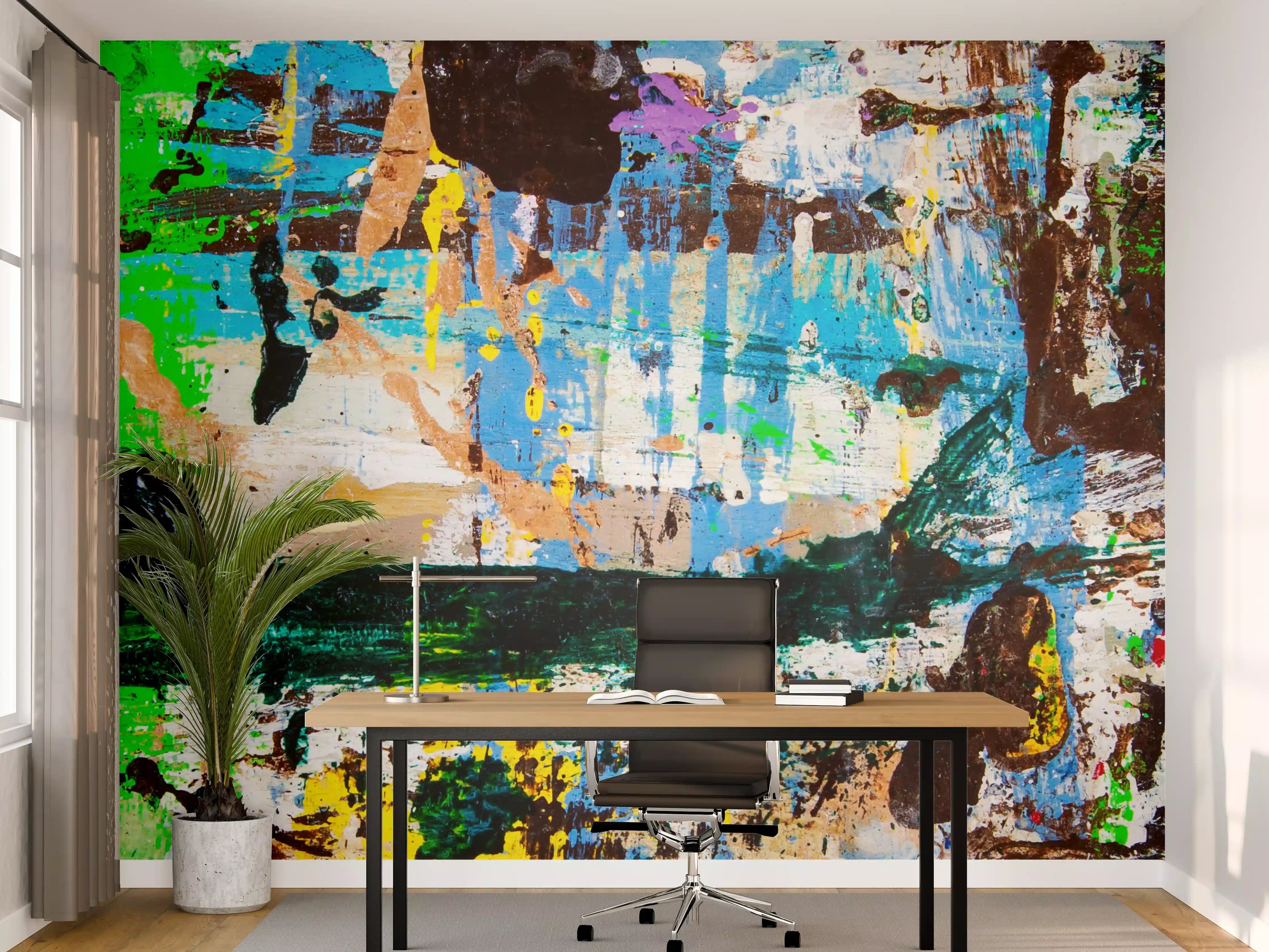 Büro Wandgestaltung - Abstrakte bunte Farbmischung
