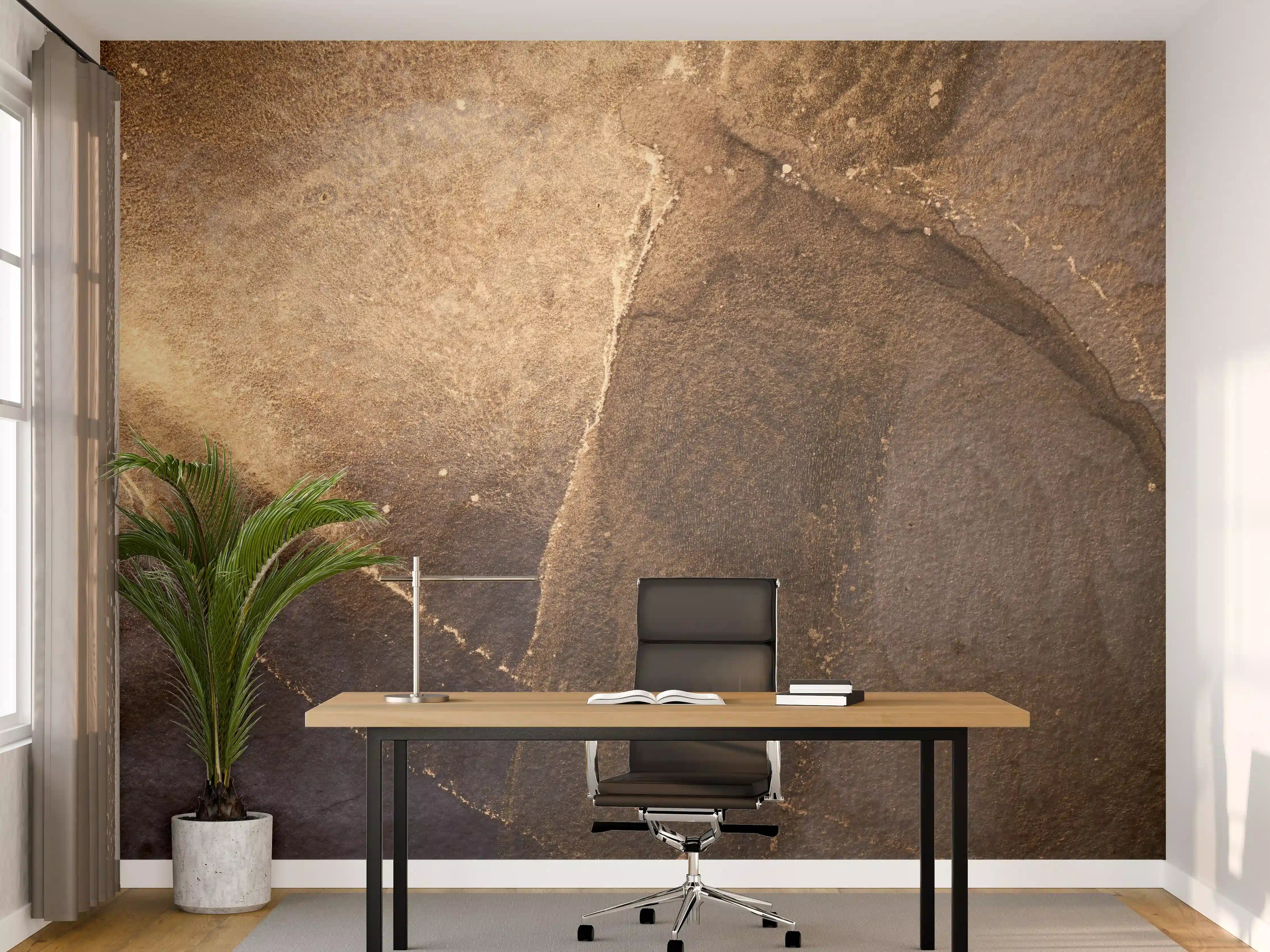 Büro Wandgestaltung - Abstrakte dunkle Tinte mit Goldelementen