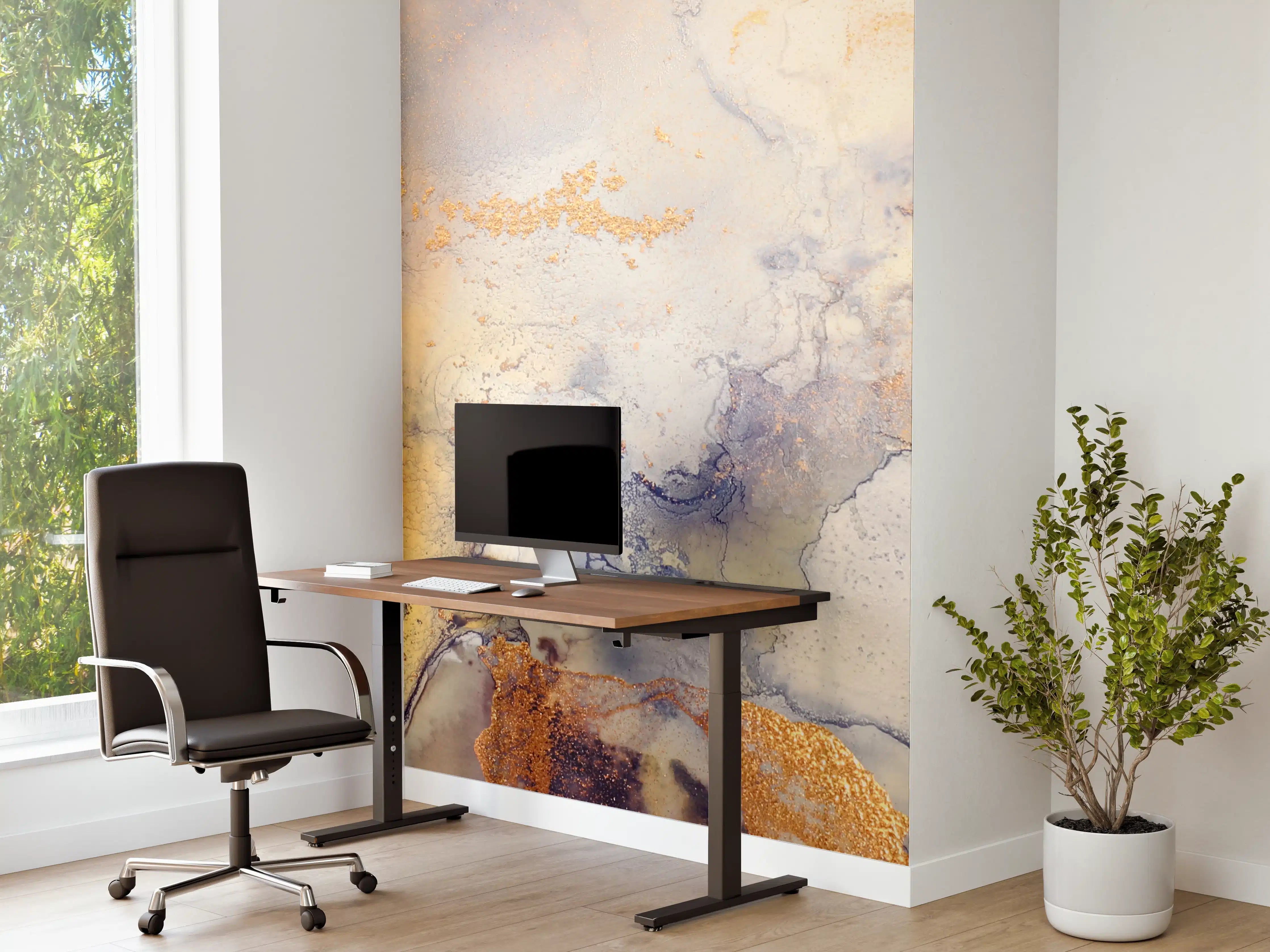 Büro Wandgestaltung - Abstrakte goldene Flüssigkunstmalerei